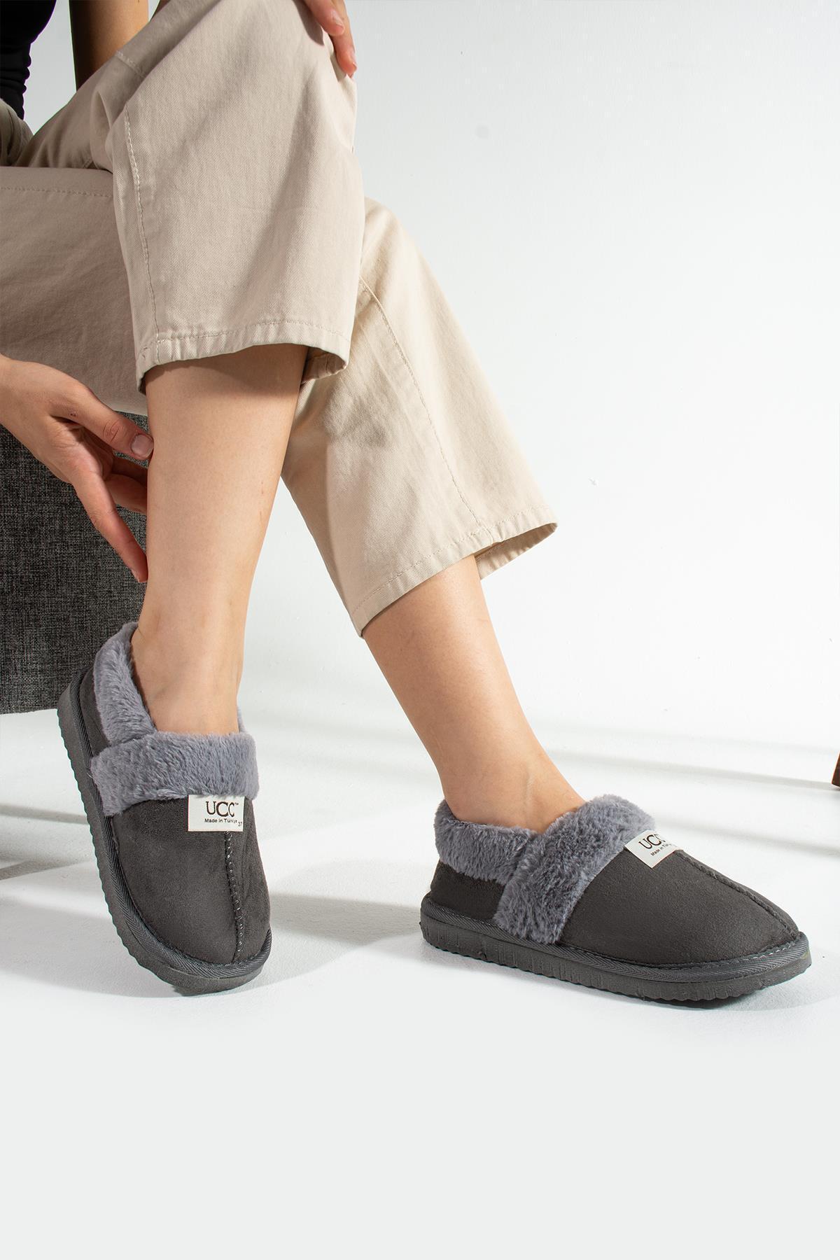 MODAONN Unisex Içi Yünlü Kışlık Panduf- Eva Taban Ev Botu- Ayakkabısı