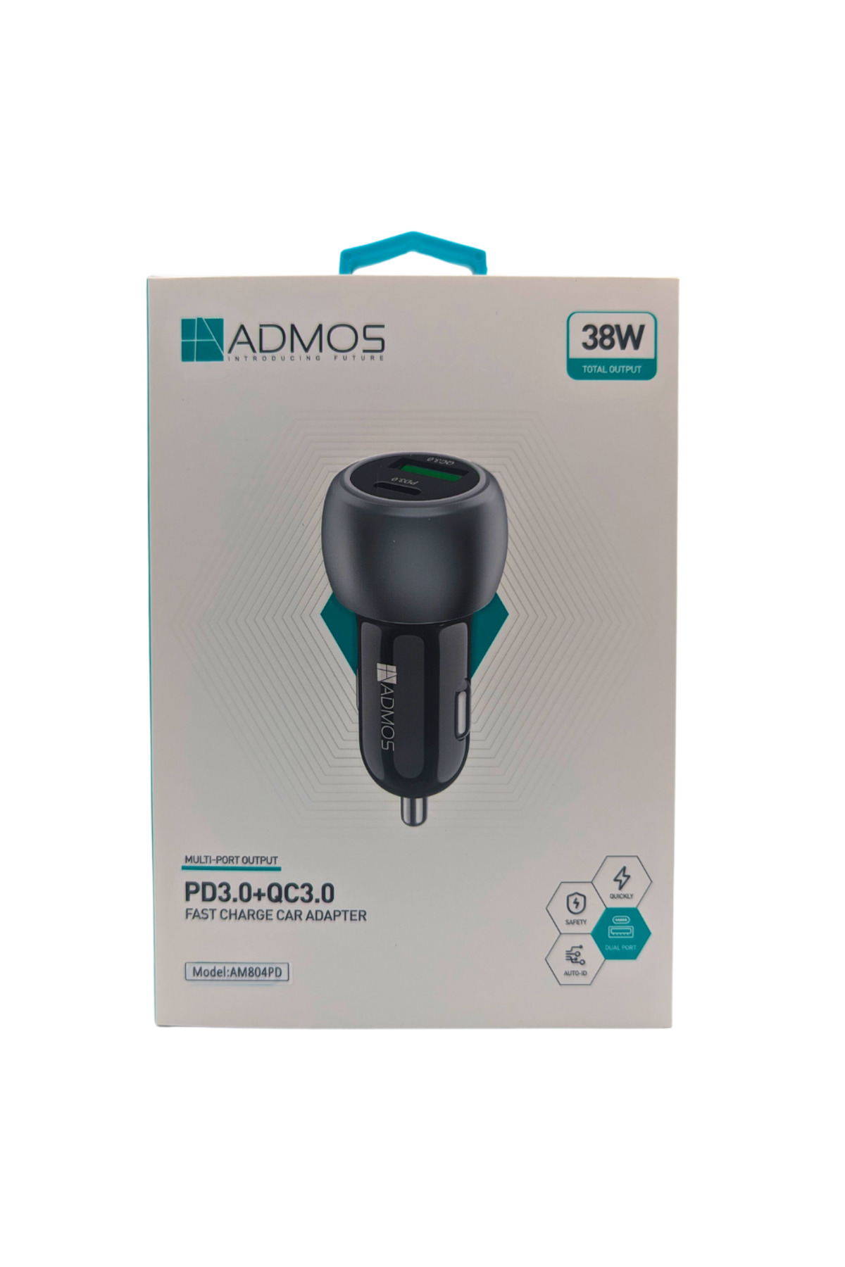 ADMOS-Multi-port output PD3.0+QC3.0 Fast Charger Car Adapter (model: AM804PD) 1