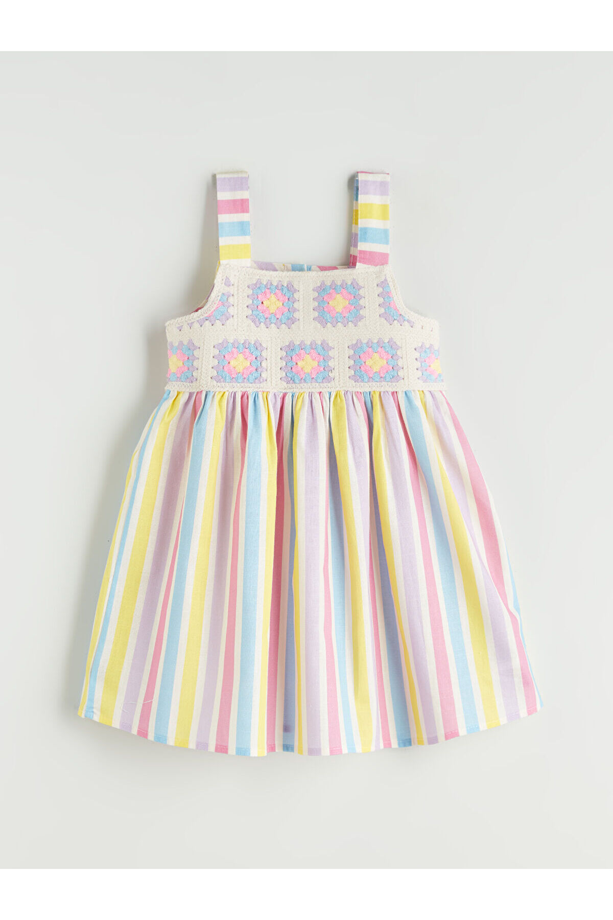 LC Waikiki LCW baby Square Neck Girls' Linen Dress