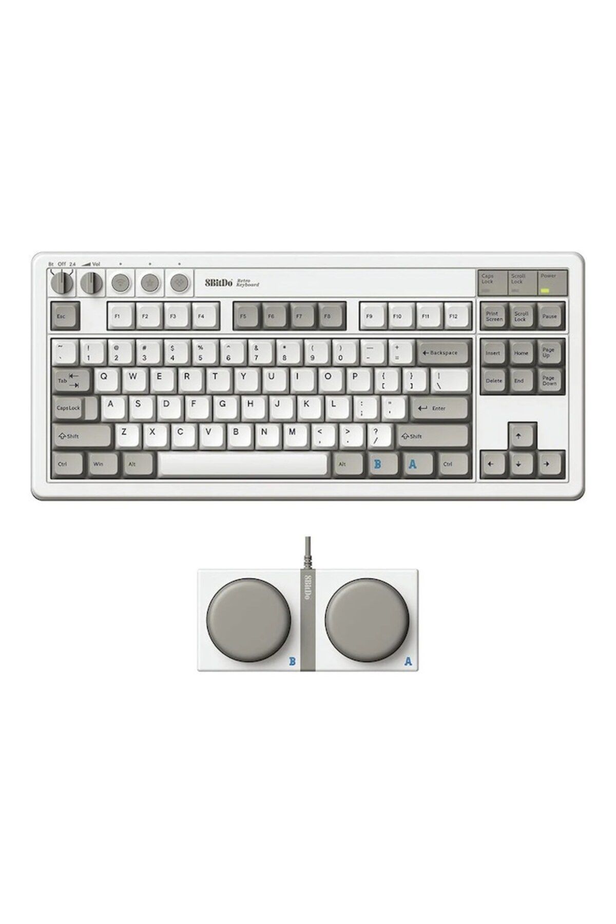 8Bitdo-Wireless Mechanical Keyboard Retro 8BitDo, Bluetooth/2.4G/USB-C, 87 Keys, QWERTY US Layout, for Wind 2