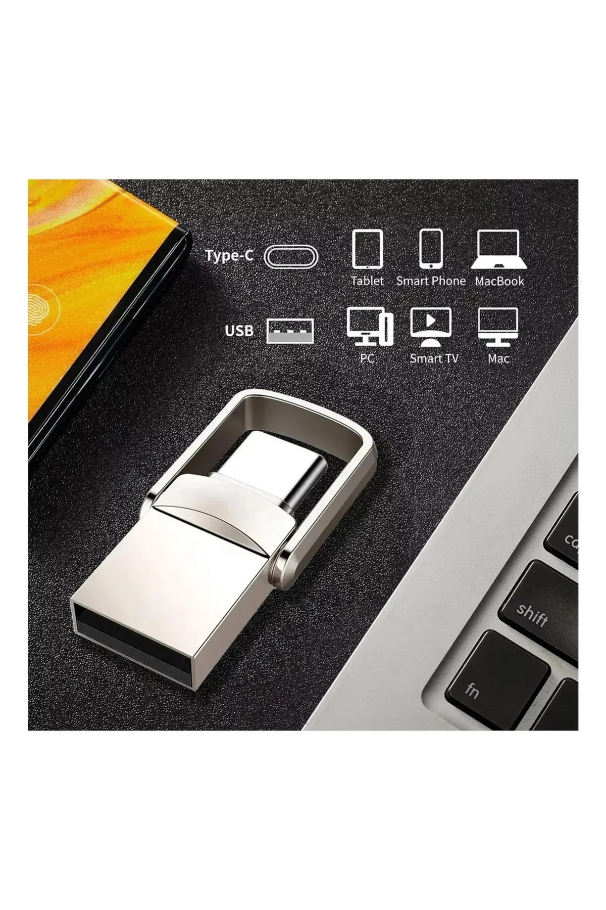 gaman-64Gb High Speed ​​Usb Flash Drive 3.0/2.0 with 2 in 1 Typ-C + USB Port 2
