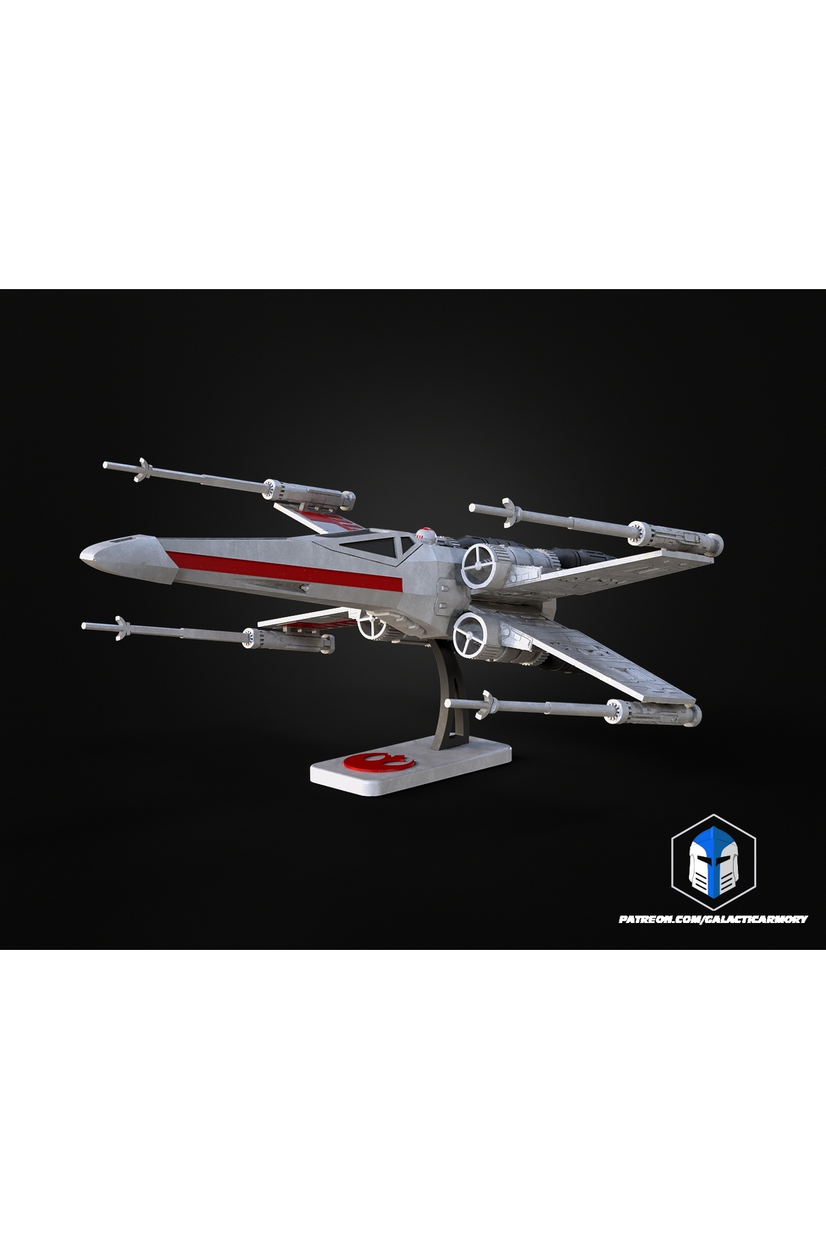 X-Wing-Kit-Karte – 3D-Modell im Star Wars-Stil