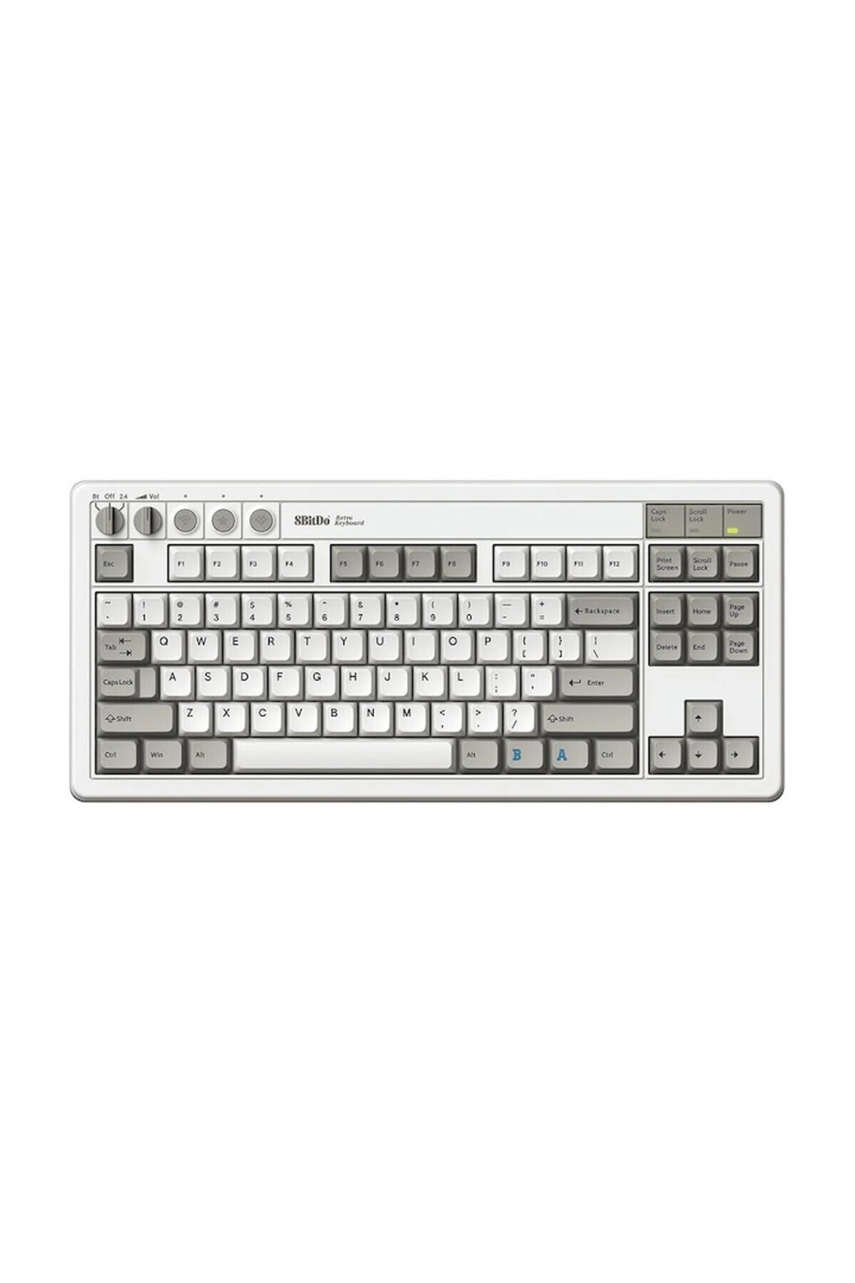 8Bitdo-Wireless Mechanical Keyboard Retro 8BitDo, Bluetooth/2.4G/USB-C, 87 Keys, QWERTY US Layout, for Wind 3