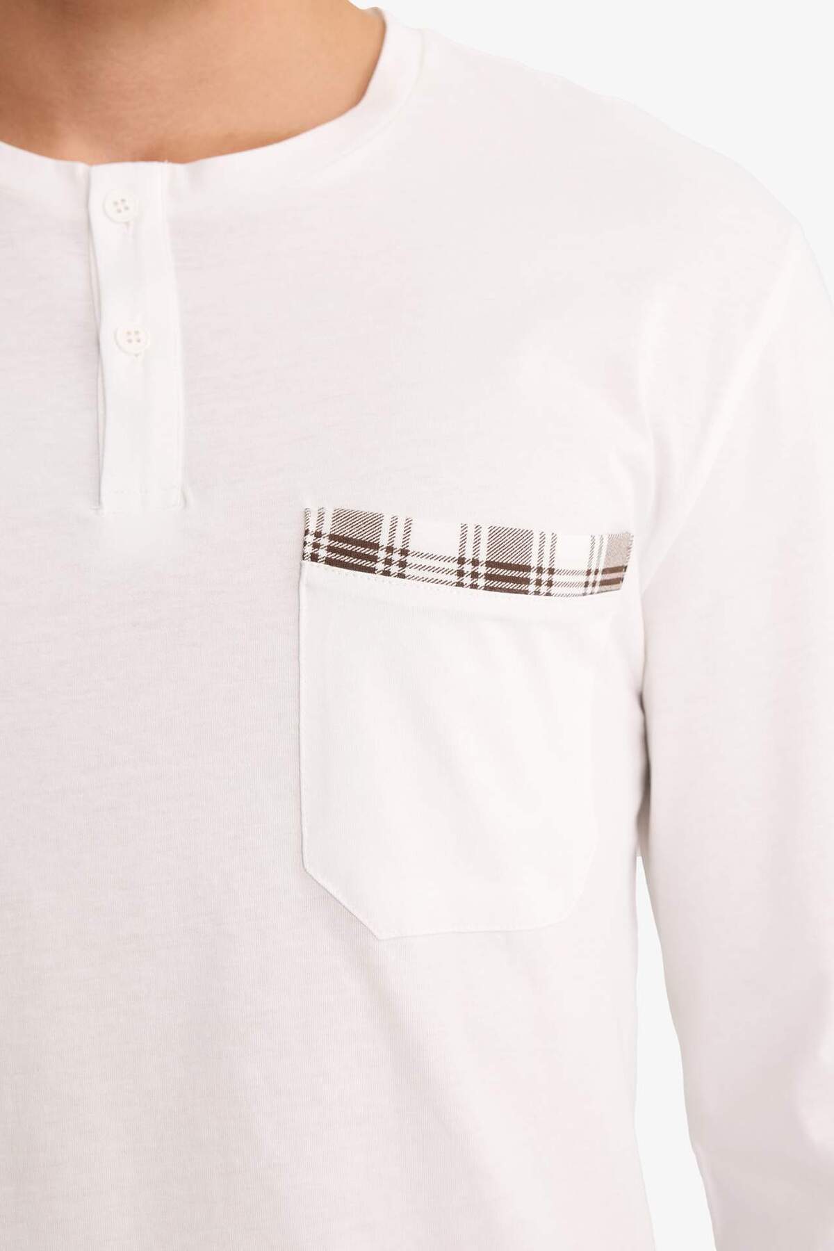 DeFacto-Pajama Set Regular Fit Long Sleeve Top Checked Long Bottom F7488Ax25Au 5