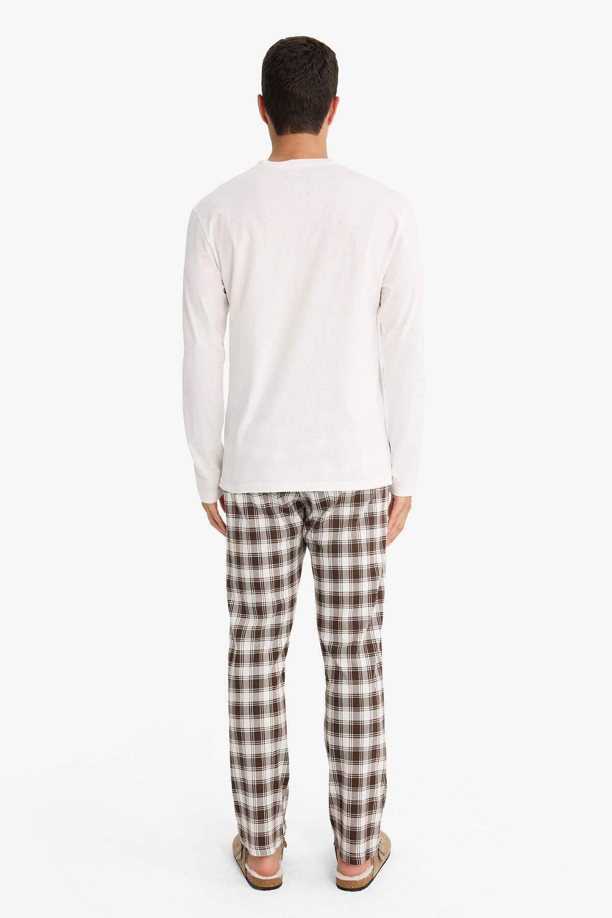 DeFacto-Pajama Set Regular Fit Long Sleeve Top Checked Long Bottom F7488Ax25Au 7
