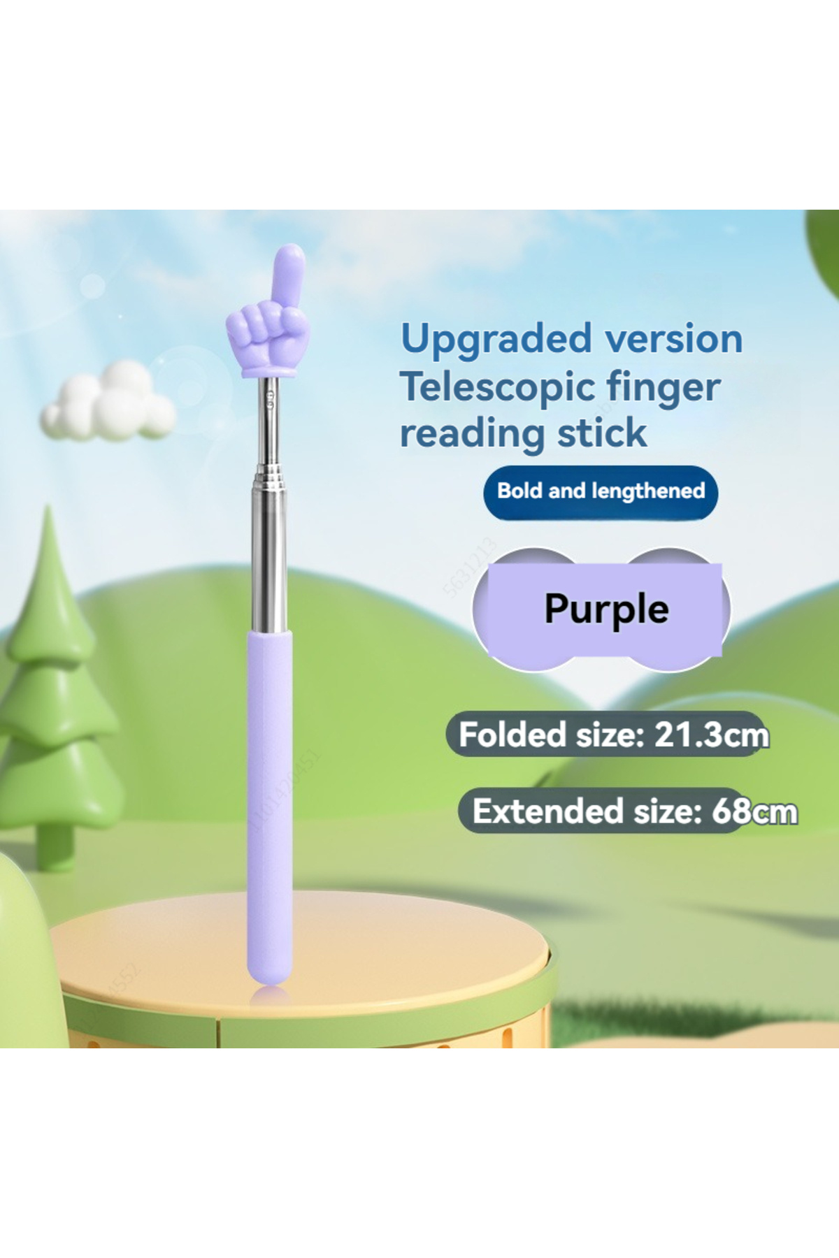 Choice-B5 Purple Telescopic Reading Finger Stick Whip Command Stick Click To Read Teaching Aids Teachers Cl 1