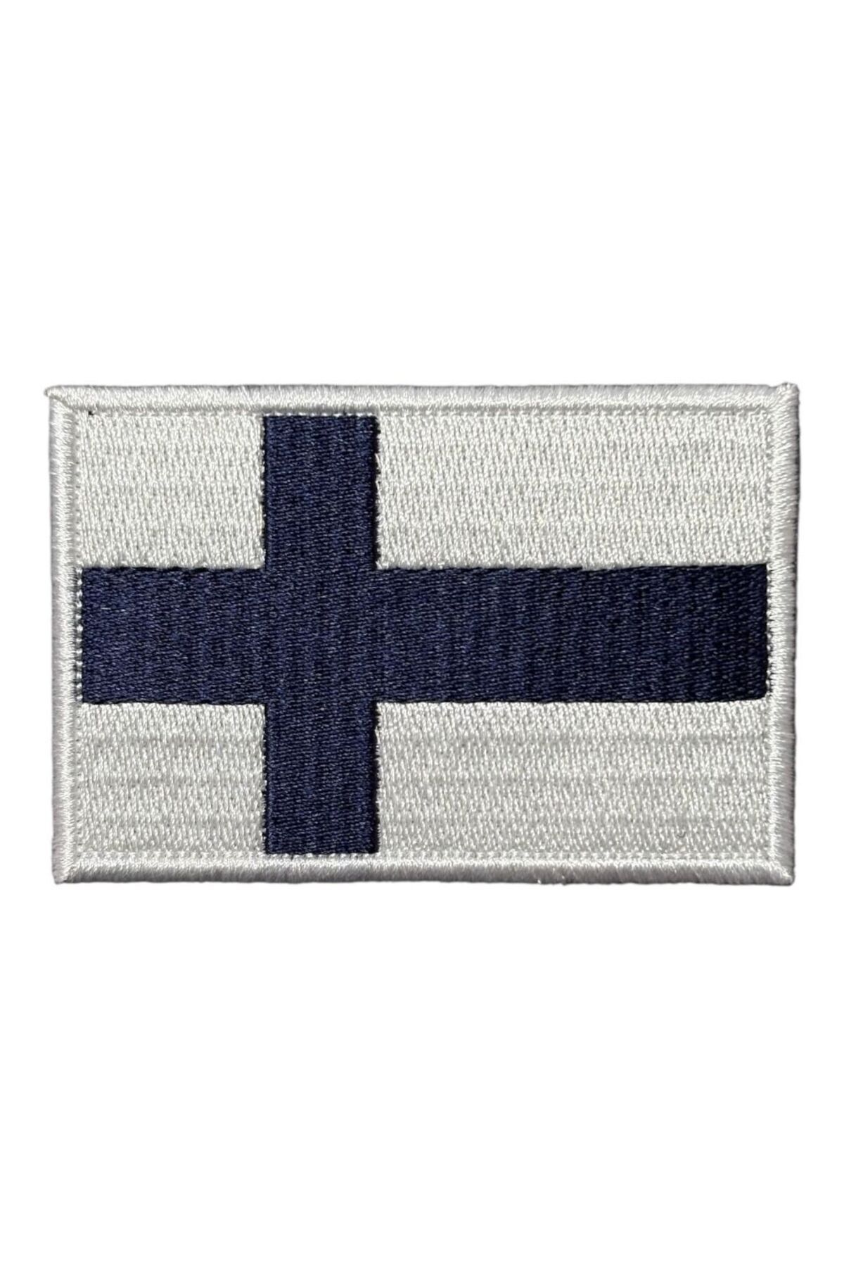 Ex Patch-Patch de broderie cu steagul Finlandei - 8x5 cm 1