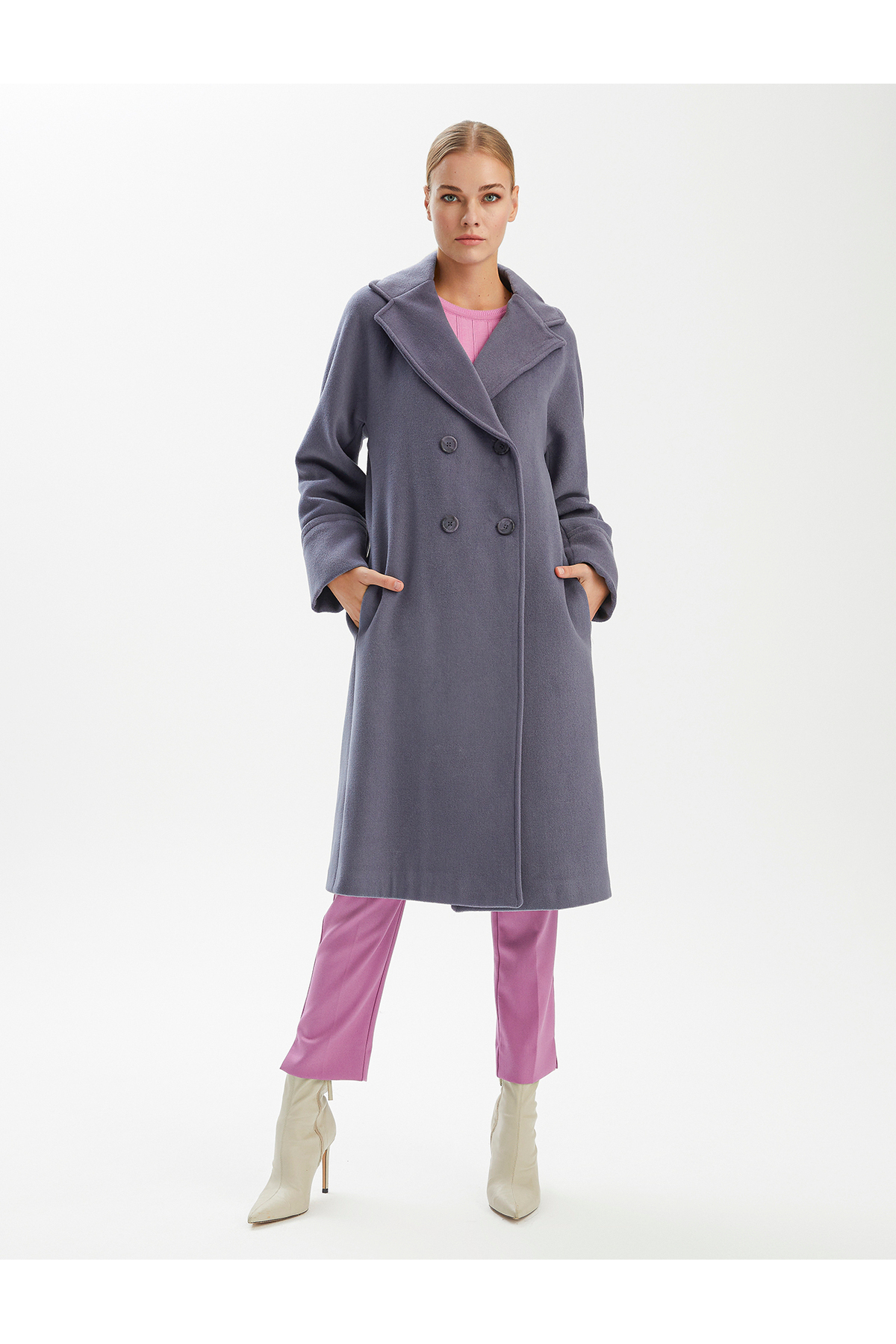 BGN workshop Yun Mixed Double Collar Coat- Trendyol