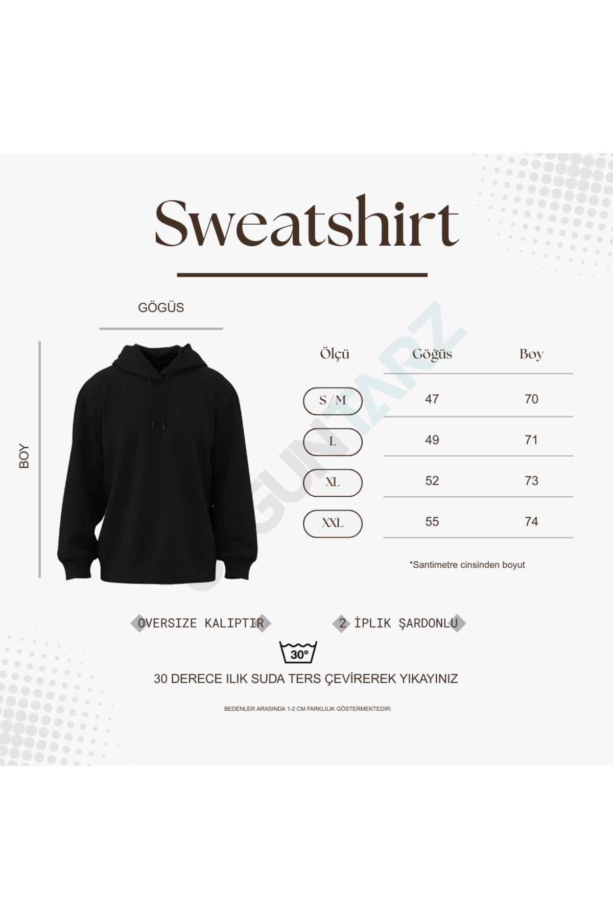 uyguntarz Uniszex szívnyomott oversize pulóver