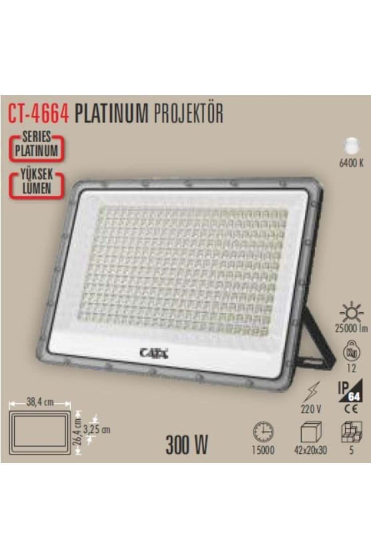 Cata 300W PLATINUM LED PROJEKTÖR BEYAZ 6500K CT-4664