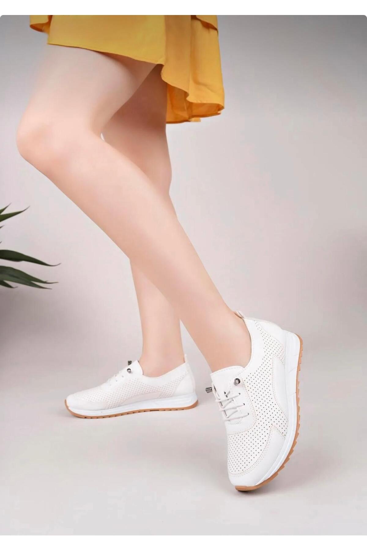 HT FREEDOM  Ortopedik Tabanlı Günlük Yumuşak Kadın Cilt Ipli Babet Ayakkabı - Görsel 2