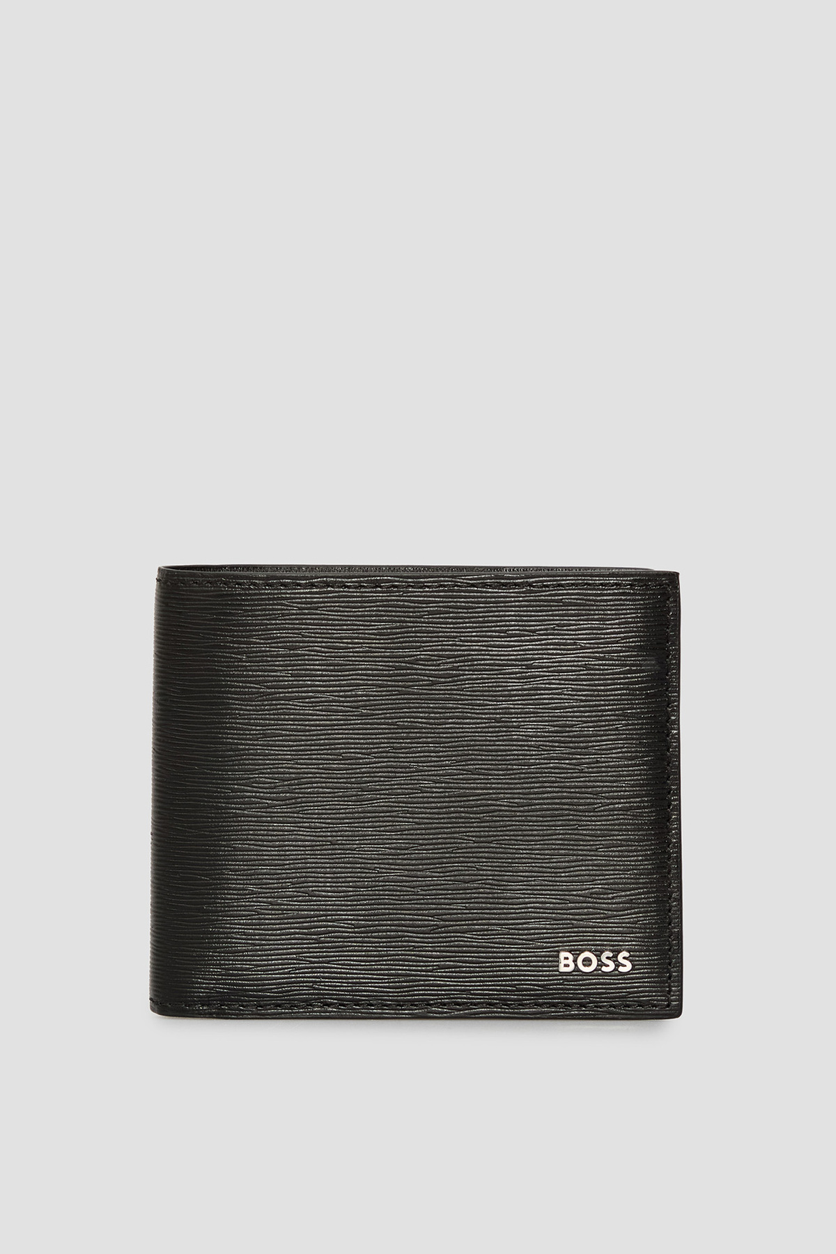 باس کیف مردانه طرح چرم ۱۰۰٪ طرح‌دار، جاکارتی مشکی با محفظه اصلی و لوگوی متالیک ۵۰۵۴۸۸۲۴-۰۰۱