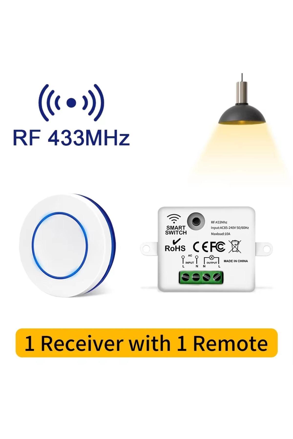 Choice3-1 Receiver 1 Remote RF 433MHz Wireless Remote Control Light Switch 220V 110V 10A Relay Receiver Mini 1