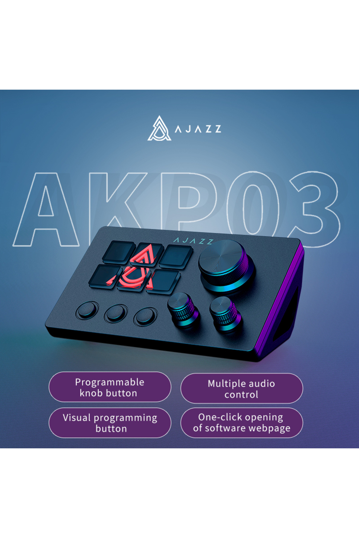 Ajazz-Black AKP03E Programmable Macro Keyboard Multifunctional Console Panel Assistente Custom Butto 1