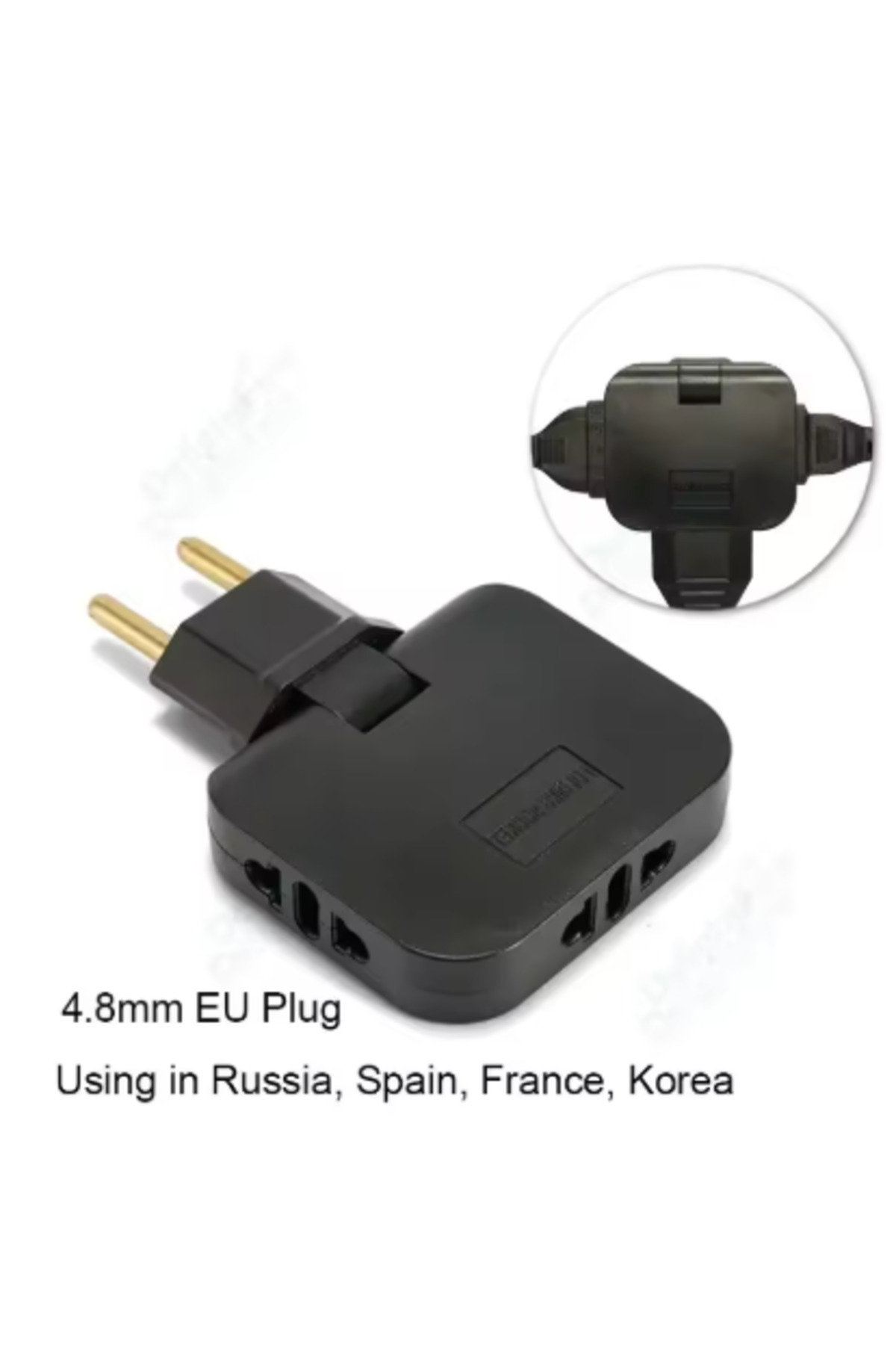Choice-Black FASO EU Plug 3 AC Outlet Power Strip Multiprise 1 Convert 3 Extension Electrical Socket 180° R 1