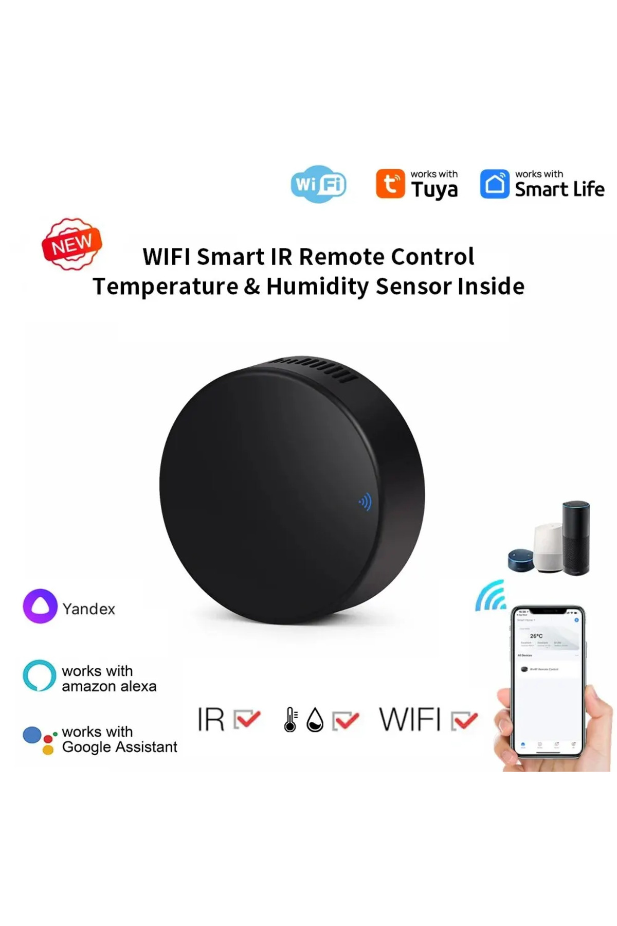 Vikefon-جهاز التحكم عن بعد الجديد Tuya Smart WiFi IR مع مستشعر درجة الحرارة والرطوبة لمكيف الهواء والتلفزيون 8