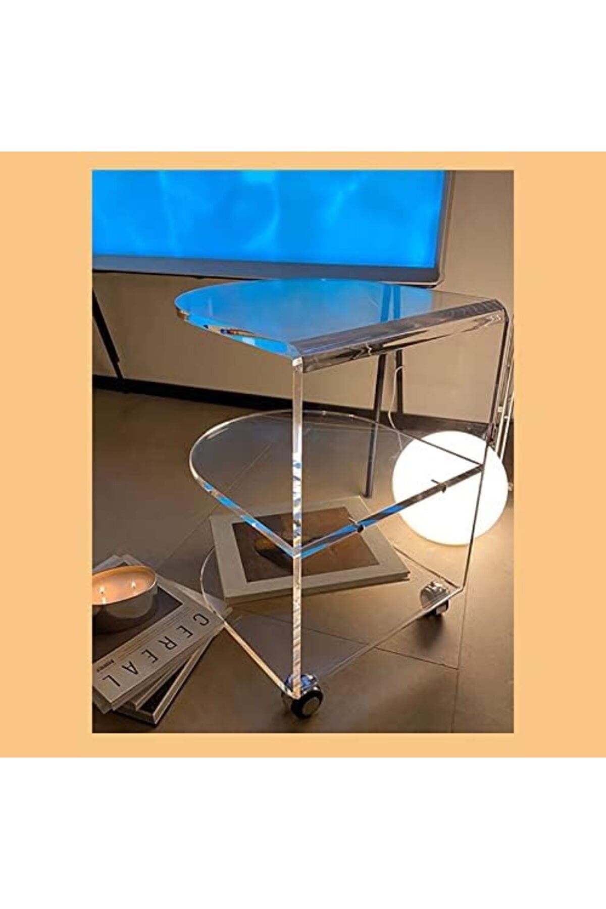 Slasa-Transparent Acrylic Shelf with Multi-Layers, Side Table for Sofa Storage and Home Tea Cart 8