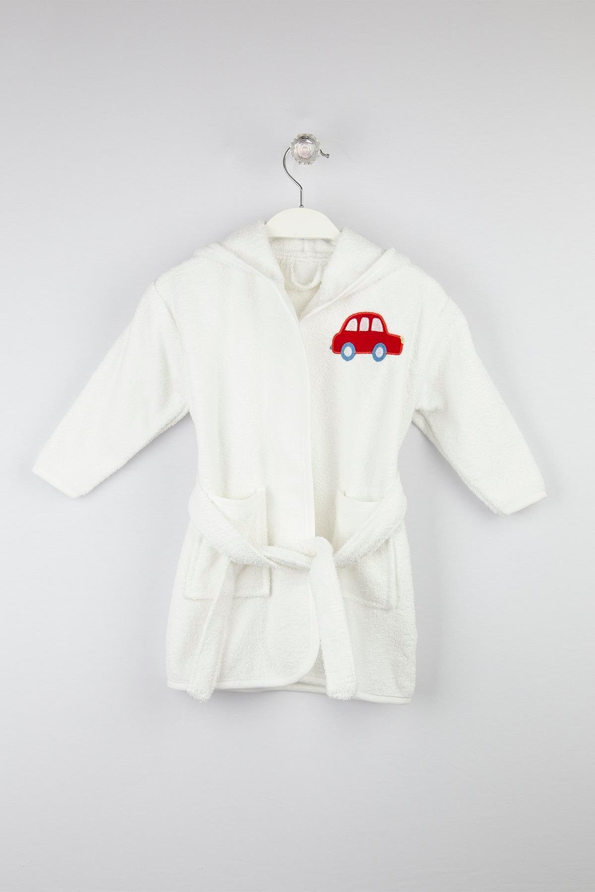 Bondilolly Bebek Bornoz – %100 Pamuk Araba Nakışlı