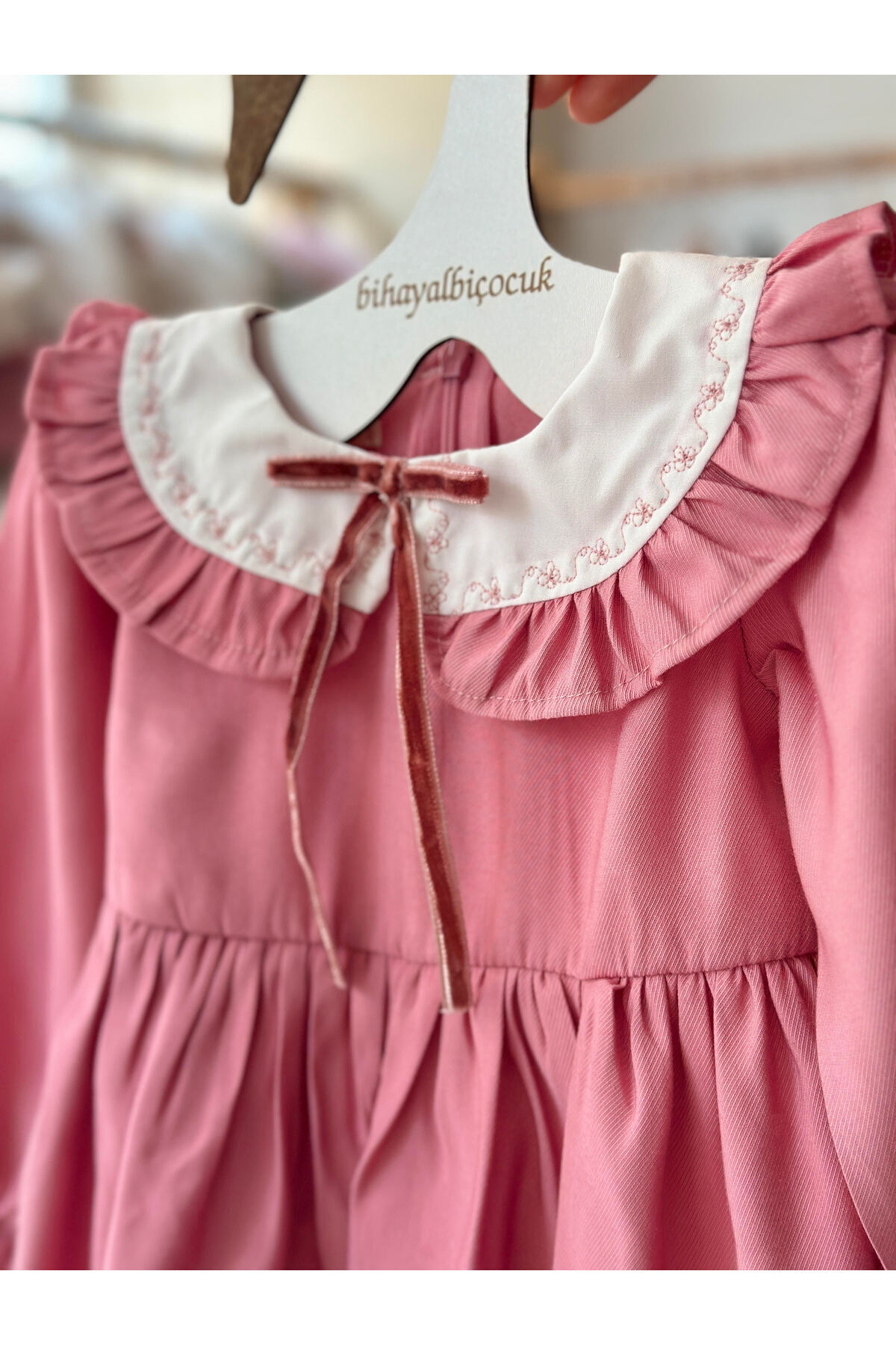 BİHAYALBİÇOCUK Freya - Bebe Yakalı Pembe Elbise fotoğrafı 5 (önizleme)