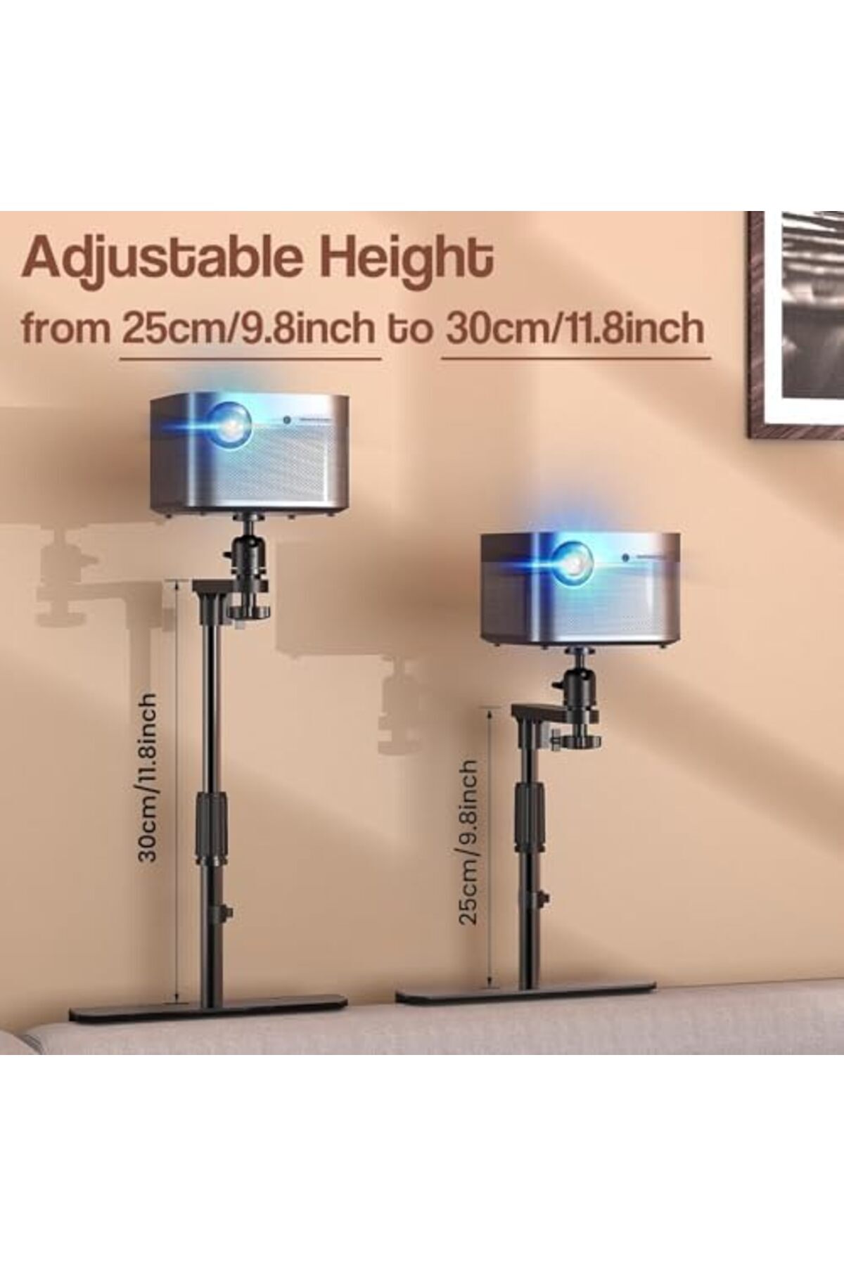 Generic-CENXI Plug in Bed Sofa Projector Stand, Height Adjustable Mount Base, 360° Rotation, Universal Beds 6