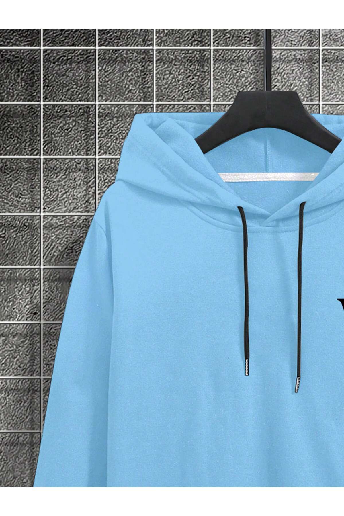 aynewmoda-Men's Plus Size Drawstring Sweatshirt and Jogger Set for Spring and Autumn 4
