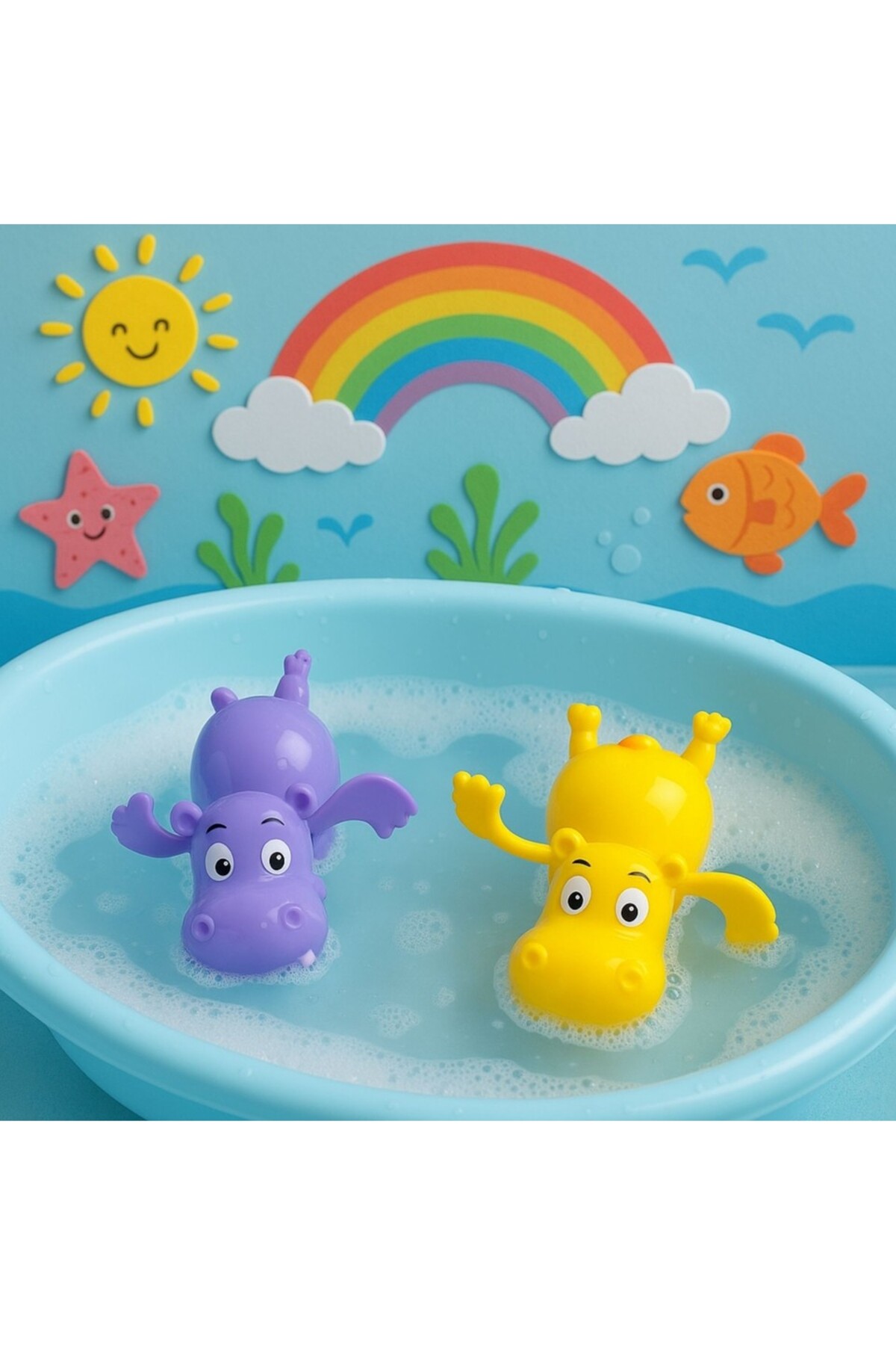 LRS STORE 2 Adet Suda Yüzen Oyuncak Su Aygırı Sevimli Kurmalı Hipopatam fotoğrafı 2 (önizleme)