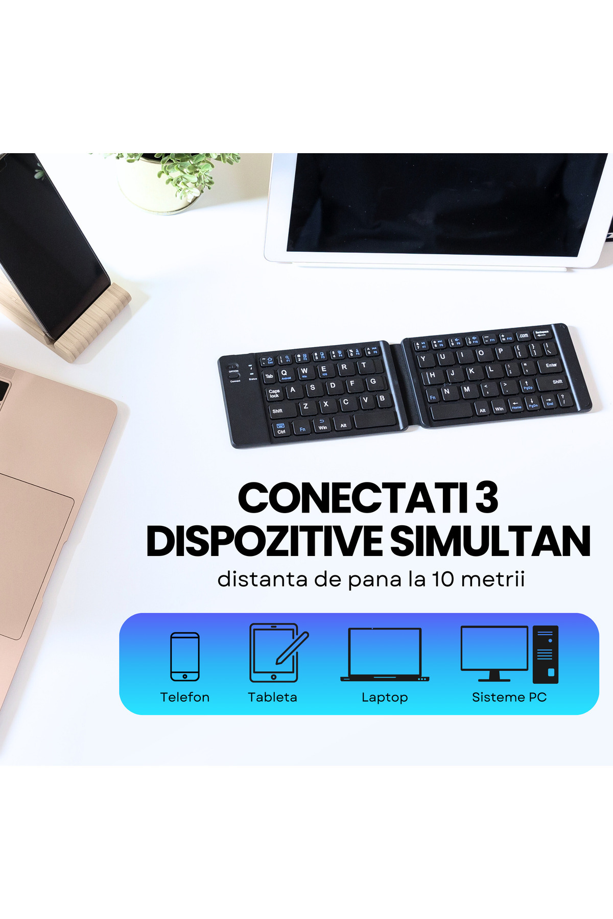 SpectrumPoint-Universal Foldable Keyboard, wireless, Bluetooth connection, compatible with Windows, Android, IOS 3