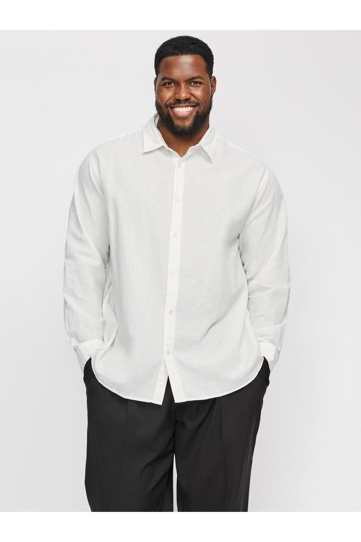جک اند جونز JJEBREEZE LINEN BLEND SHIRT LS SN