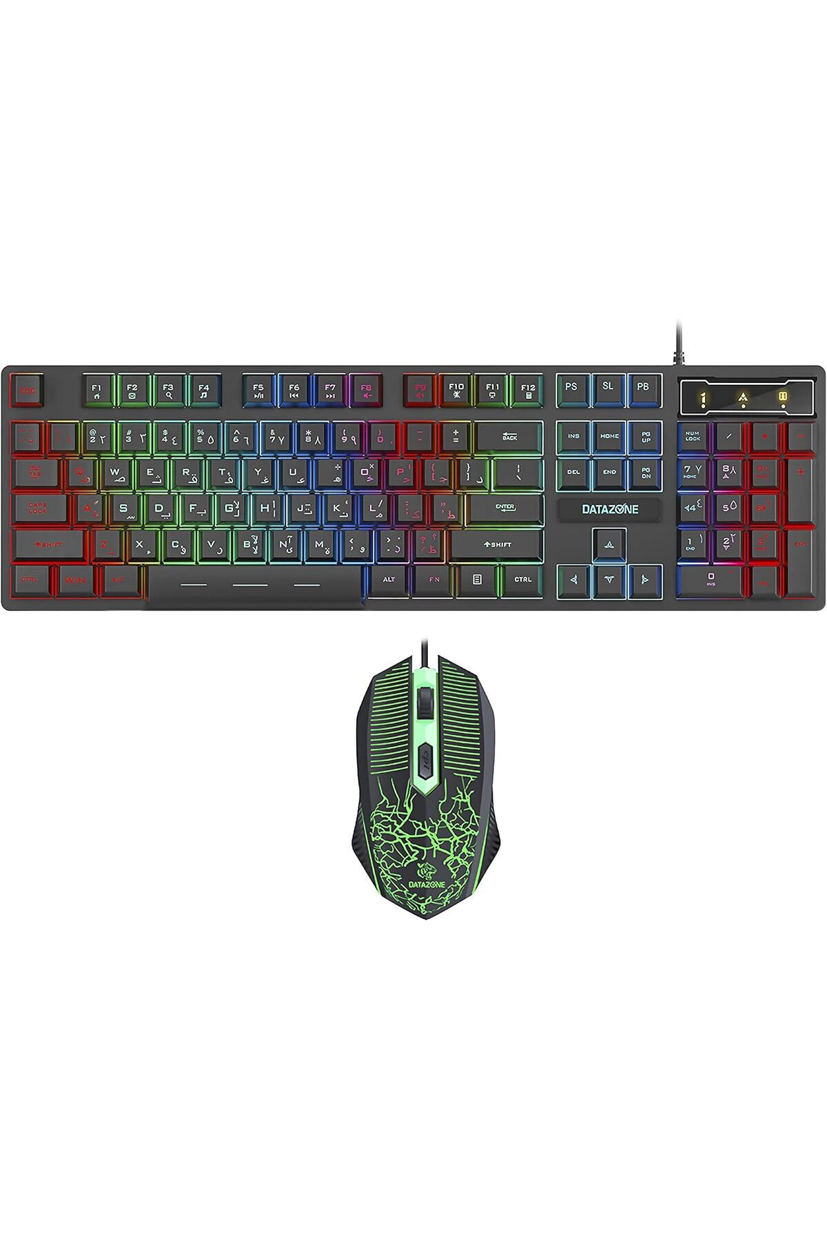 Datazone-Arabic Gaming Keyboard and Mouse Combo Backlit, Wired USB Keyboard 104 Keys, 4 Buttons Gami 3