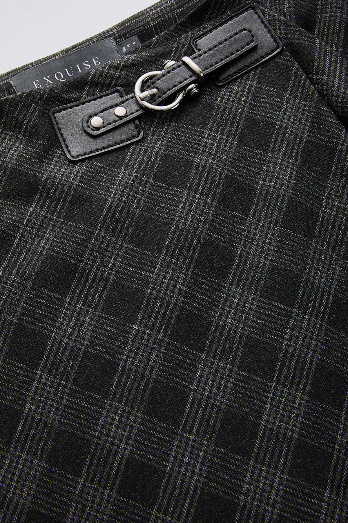 Exquise-Plaid Patterned Wrap Regular Midi Anthracite Skirt 6