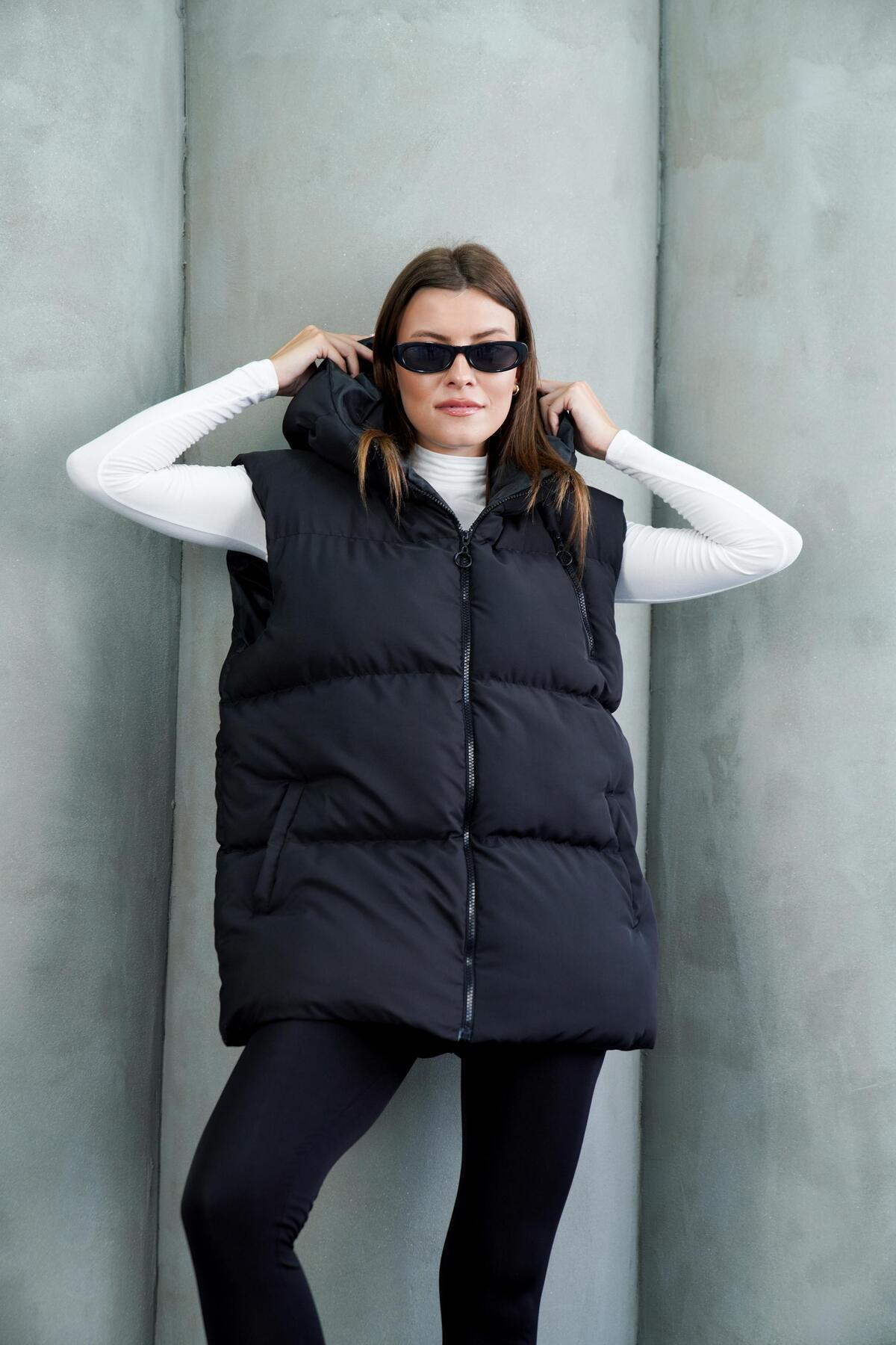 Genel Markalar Kadın Şişme Yelek Oversize Boyfrend