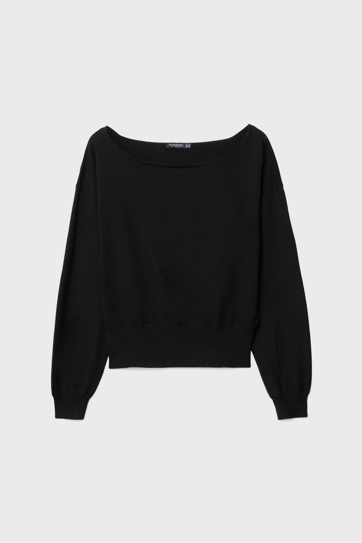 Stradivarius  Geniş yaka triko kazak - Görsel 5