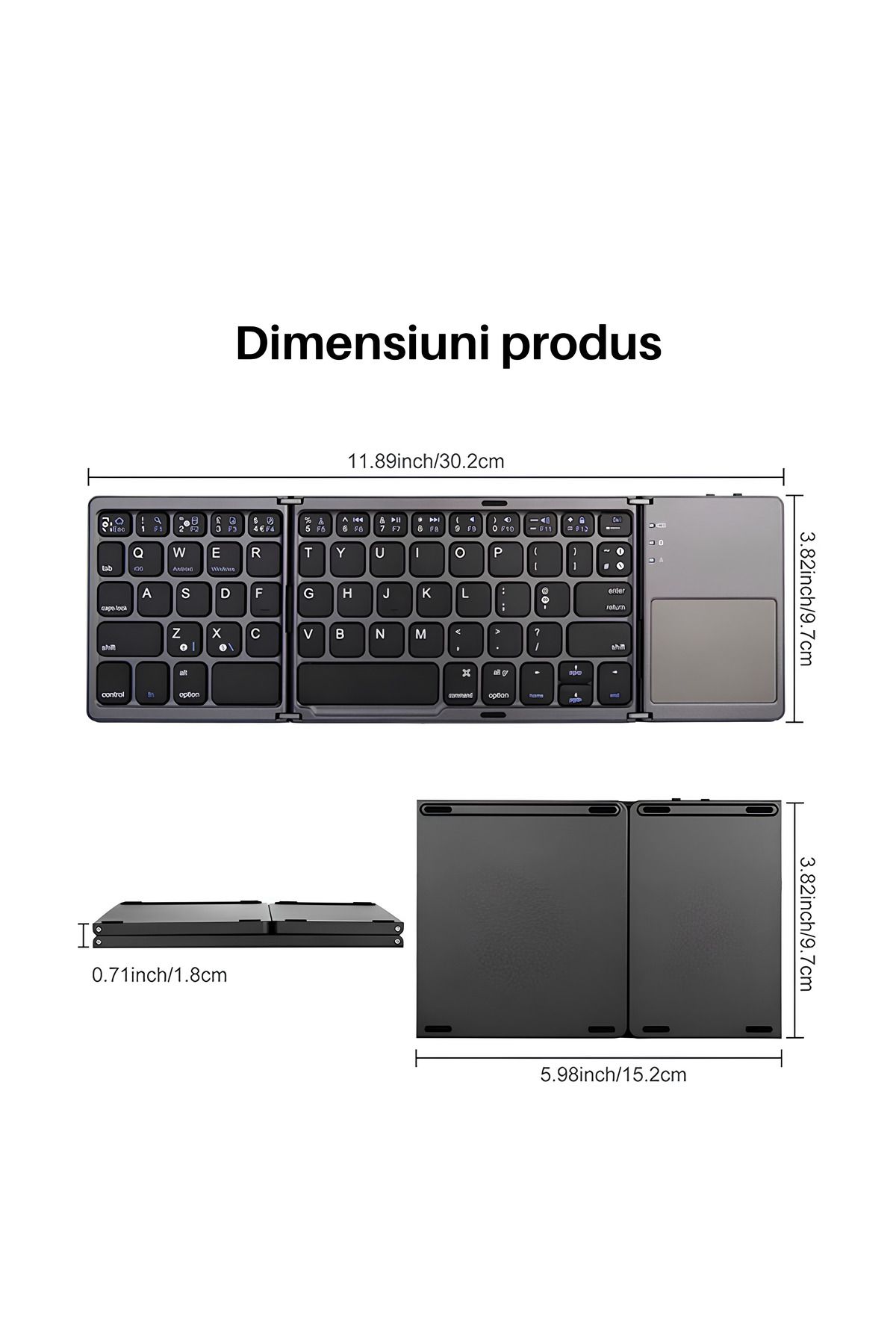 SpectrumPoint-Universal foldable keyboard, Wireless, Bluetooth, compatible with Windows, Android, iOS, Smart TV, Black 10