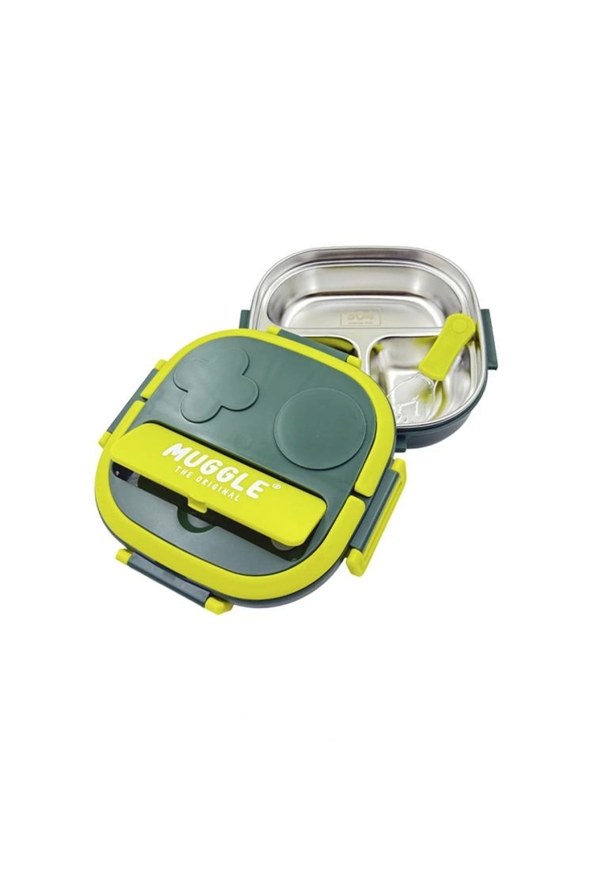 MUGGLE MS-04 304 STAINLESS STEEL 3 COMPARTMENT 500 ML FEEDING MEAL BOWL/BOX