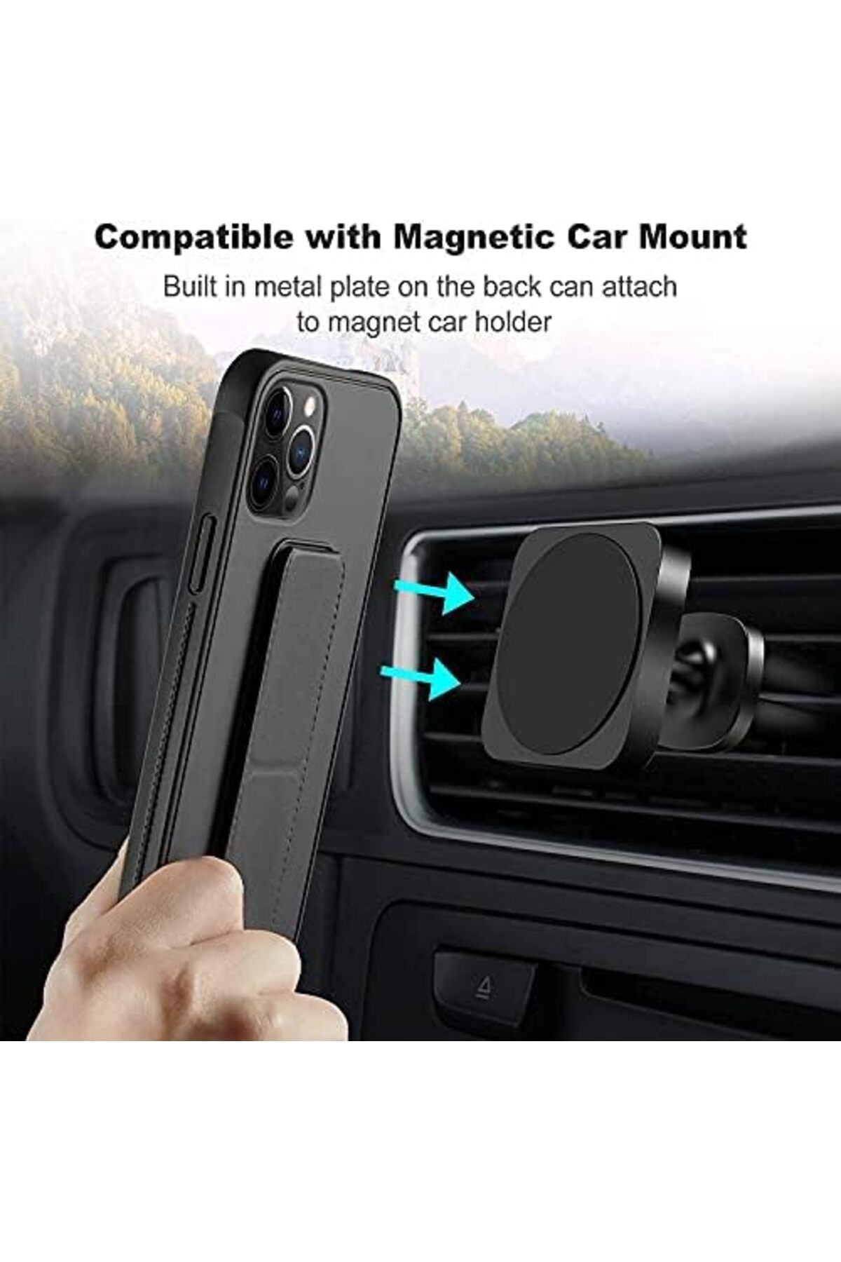Margoun-iPhone 12 Pro Max Case with Magnetic Holder, Premium Vertical and Horizontal Strap and Multi-Silicon 3