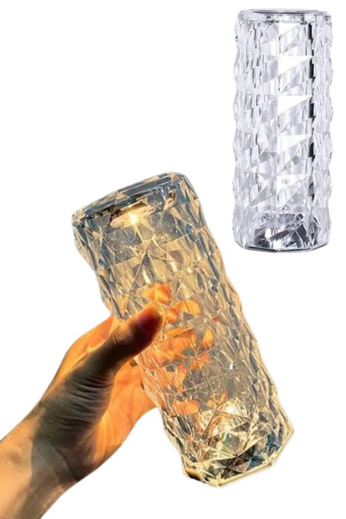 Ronanna Kristal Lamba Masa Lambası Şarjlı Masa Lambası Dokunmatik Sensör Usb Şarjlı