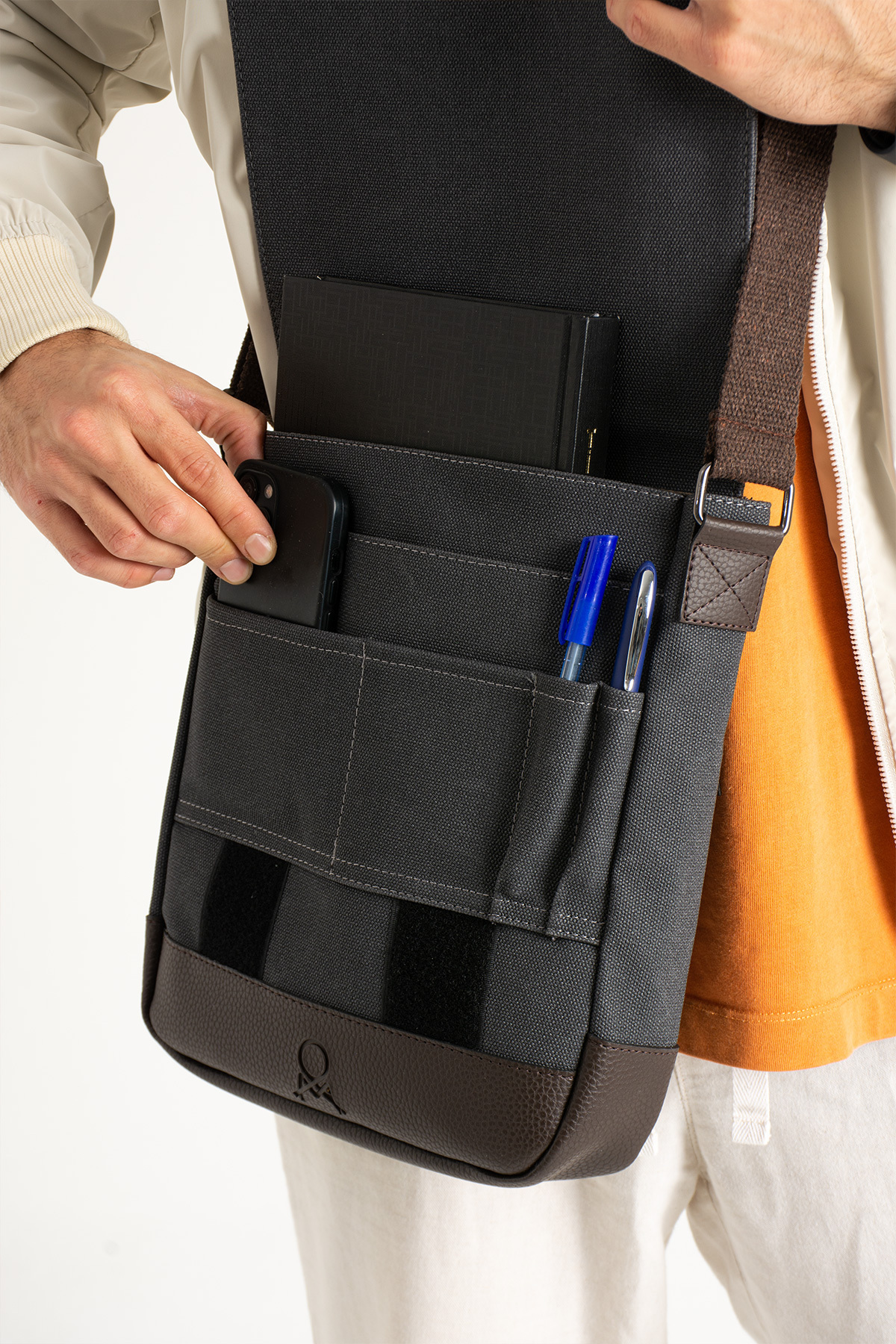 By Hakan  Mega 417 UNISEX Kanvas Postacı Çantası Askılı Çanta Omuz Çanta SİYAH-KAHVE - Görsel 3