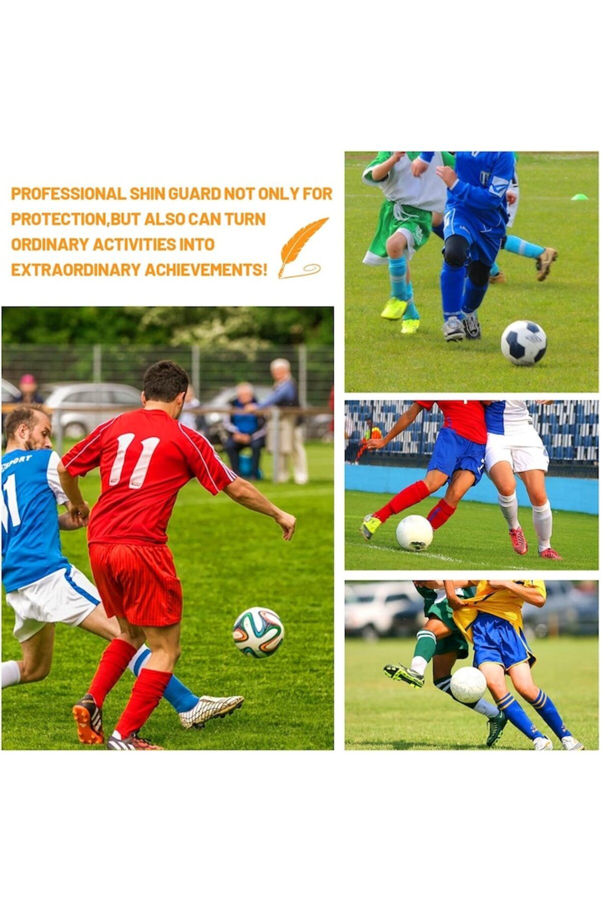 UIQ-Set 2 shin guards with elastic sleeves, PP and EVA, breathable for soccer, size L, Black 3