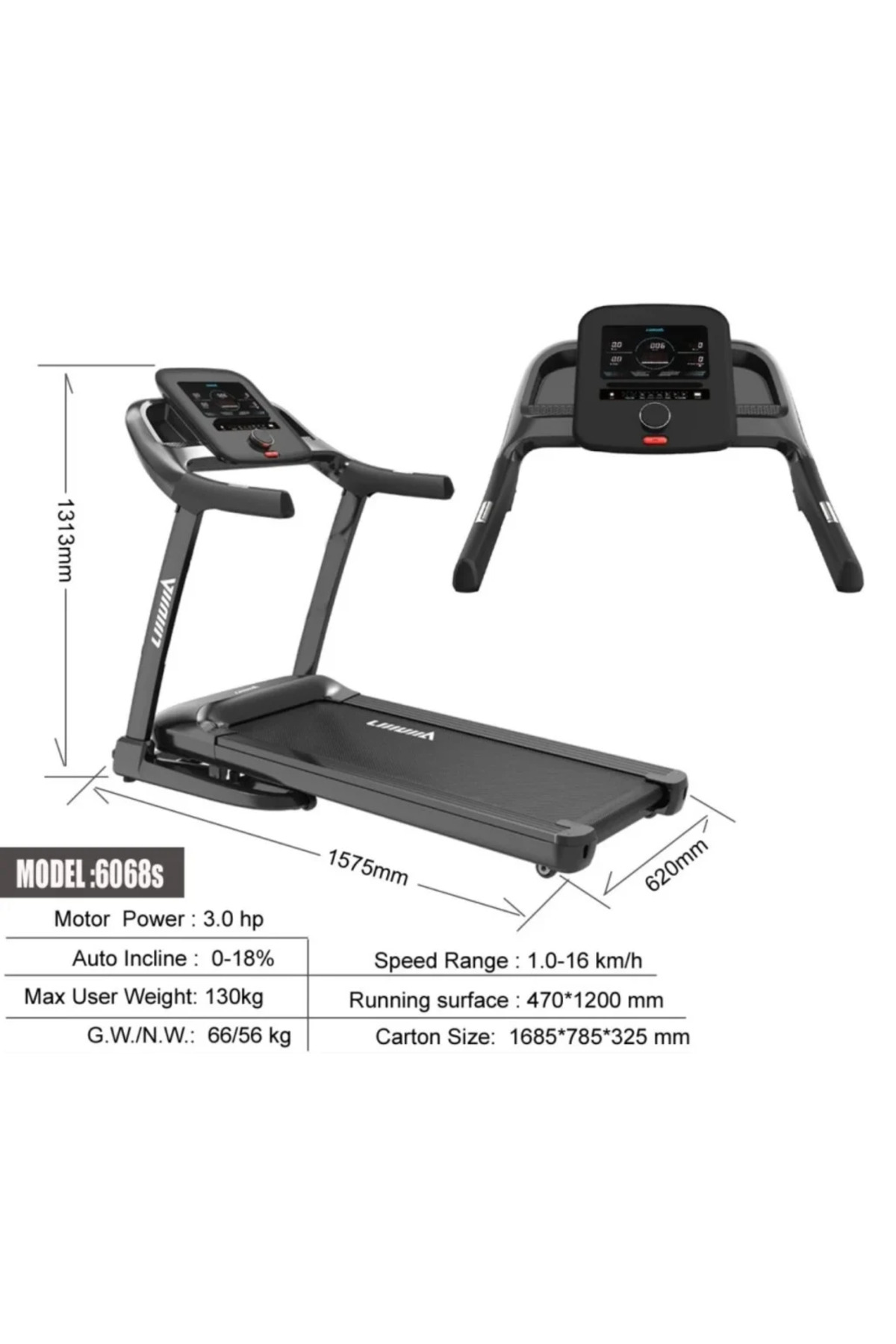 سير كهربائي 3 حصان مع جهاز مساج وانحدار أوتوماتيكي – موديل 6068S