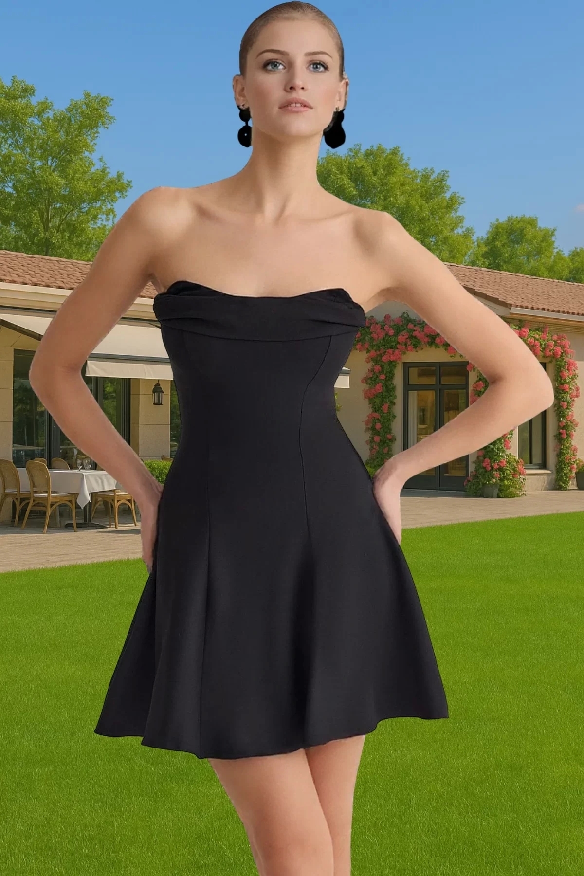 Kadın Straplez A Kesim Kısa Abiye Elbise Yazlık Modern Stil Günlük Kullanım Kaliteli Malzeme