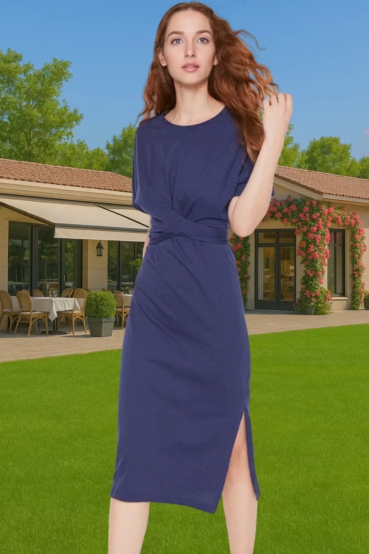 Kadın Midi Elbise Pamuk Örme Kumaş Bodycon Kalıp Günlük Stil Hafta Sonu Yaz Aylarının Vazgeçilmezi