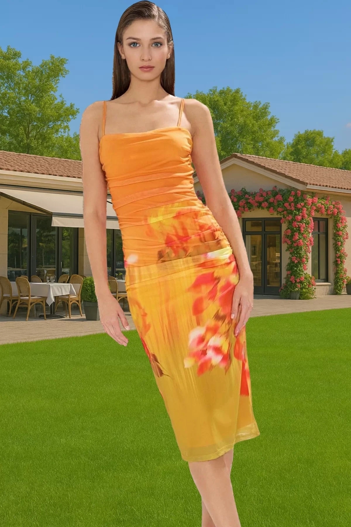 Kadın Bodycon Midi Örme Abiye Elbise Soyut Desenli Yazlık Balo Elbisesi Yaz Aylarının Vazgeçilmezi