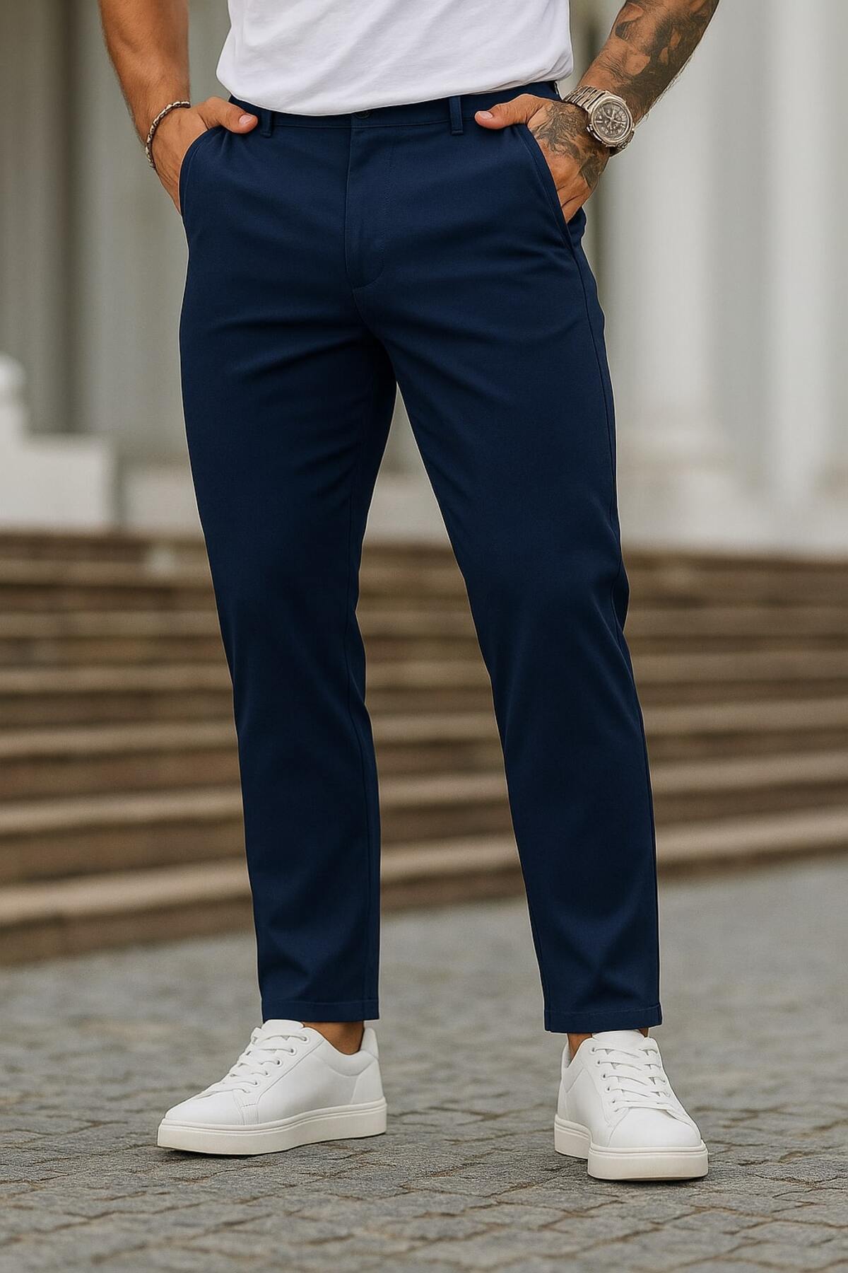Erkek Pamuklu Esnek Likralı Regular Fit Slim Fit Kumaş Pantolon – Günlük ve Ofis Kombinleri İçin