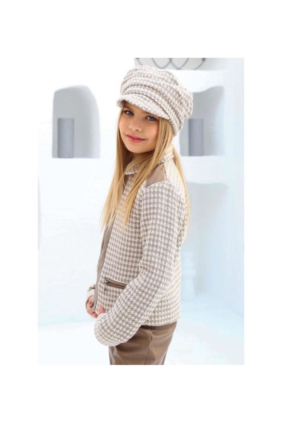 KOKOŞ BEBEK Şanel Kumaş Deri Detaylı Ceket & Deri Pantolon & Şapka | 3’lü Kombin | 3-12 Yaş fotoğrafı 6 (önizleme)