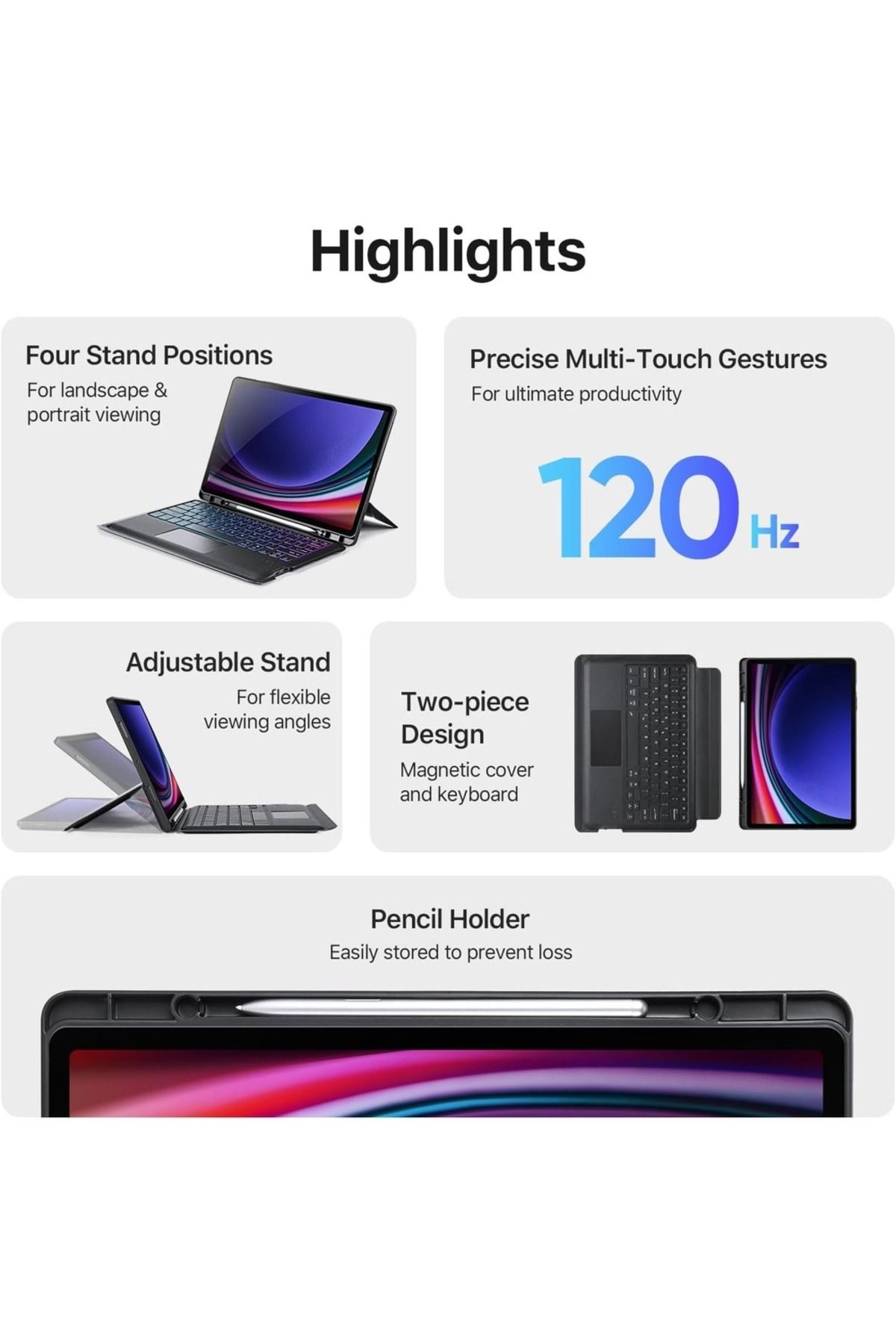 Samsung-Galaxy Tab S9 Magic Keyboard Wireless Case with Trackpad, Stand & Backlit Keys 5