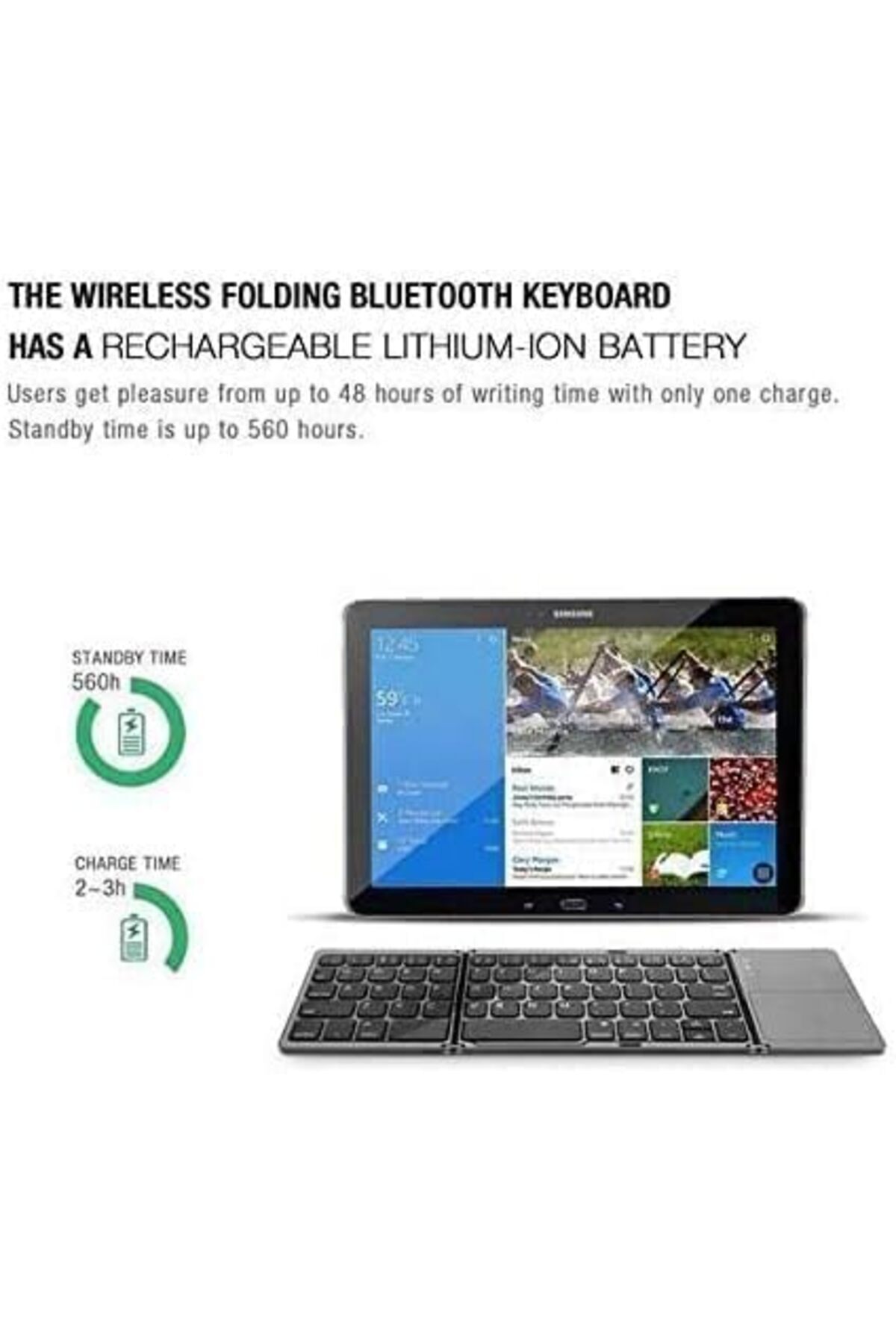 Shopi-Compatible for Wireless Foldable Keyboard Bluetooth with Touchpad, USB Rechargeable, Apply for Table 3