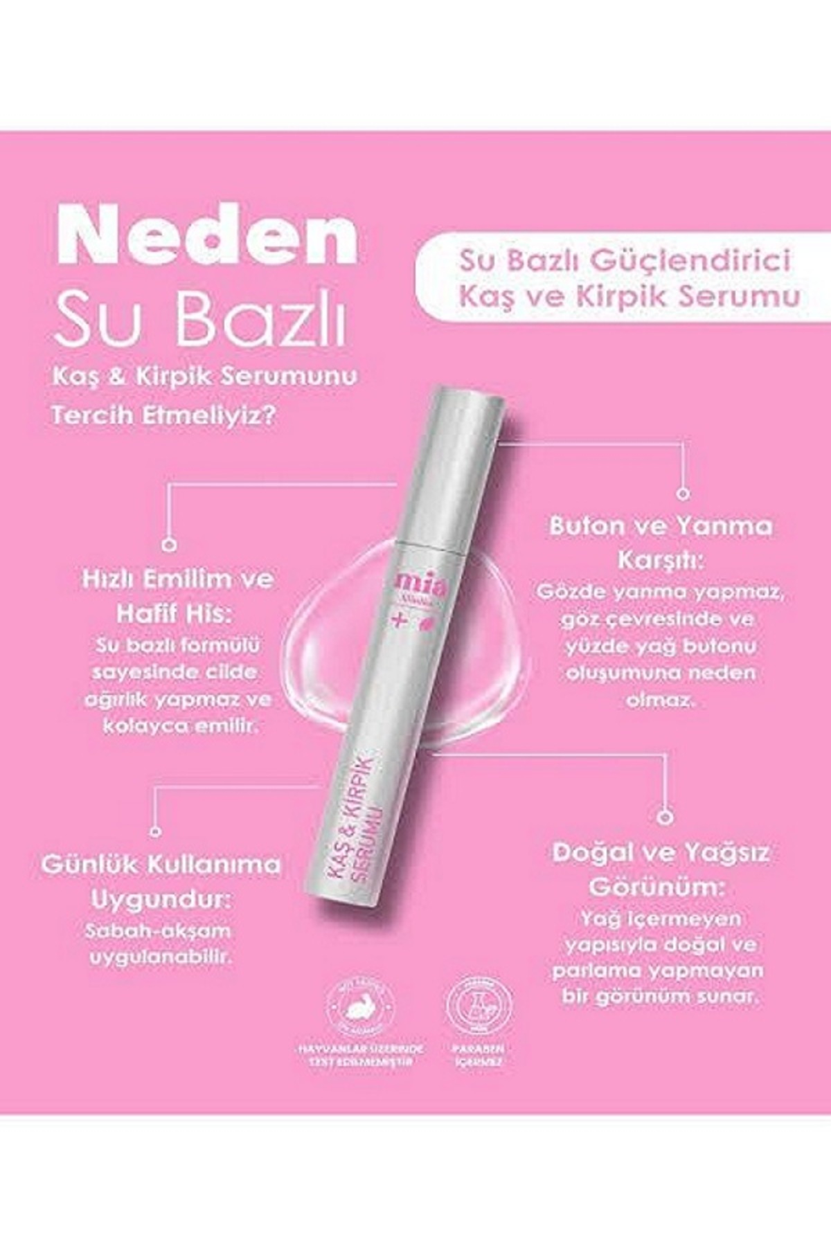 mia klinika Su Bazlı Güçlendirici Kaş Ve Kirpik Serumu