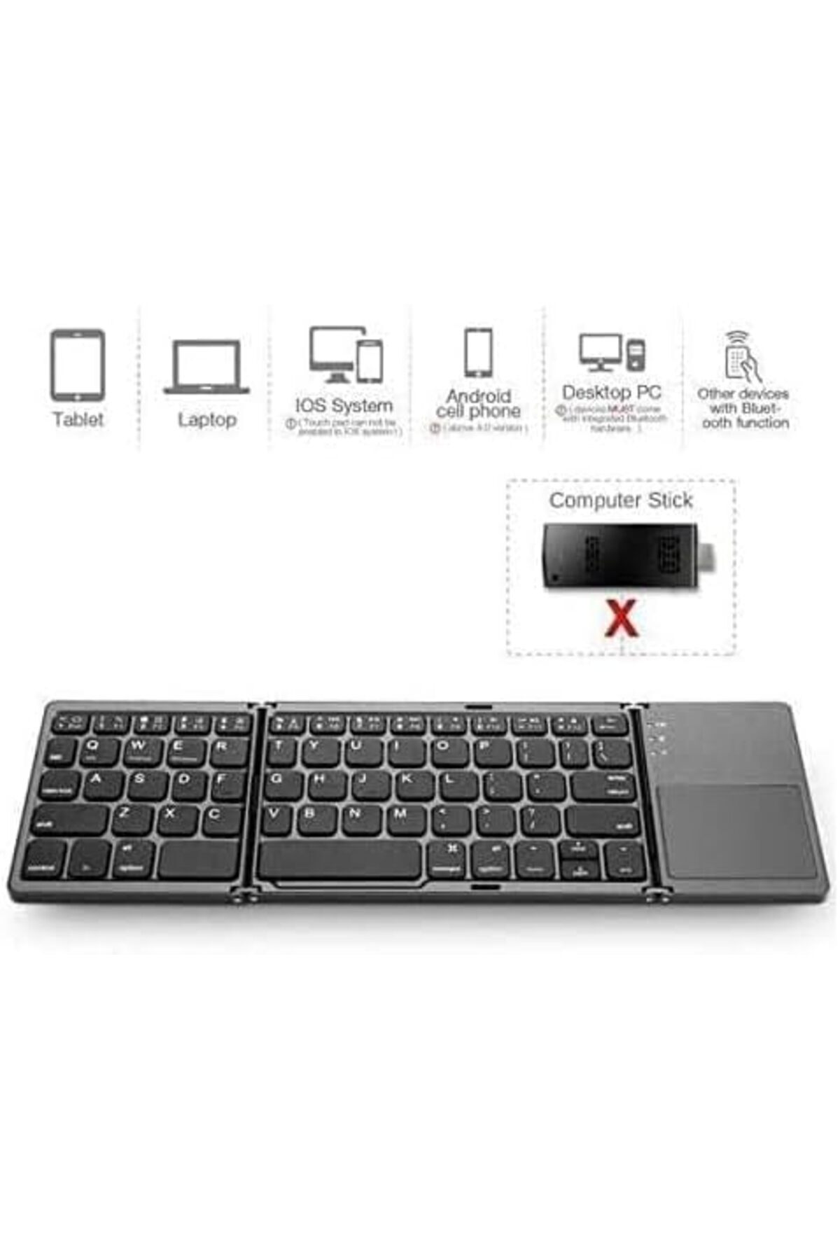 Shopi-Compatible for Wireless Foldable Keyboard Bluetooth with Touchpad, USB Rechargeable, Apply for Table 2