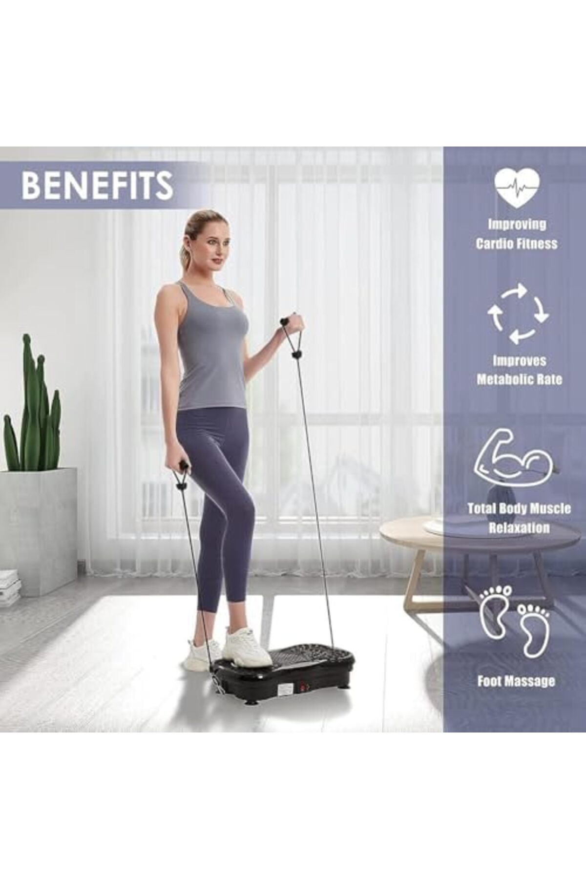Türkiye-Vibration Plate Exercise Machine with Bluetooth and Remote Control - Whole Body Vibration Platform f 8
