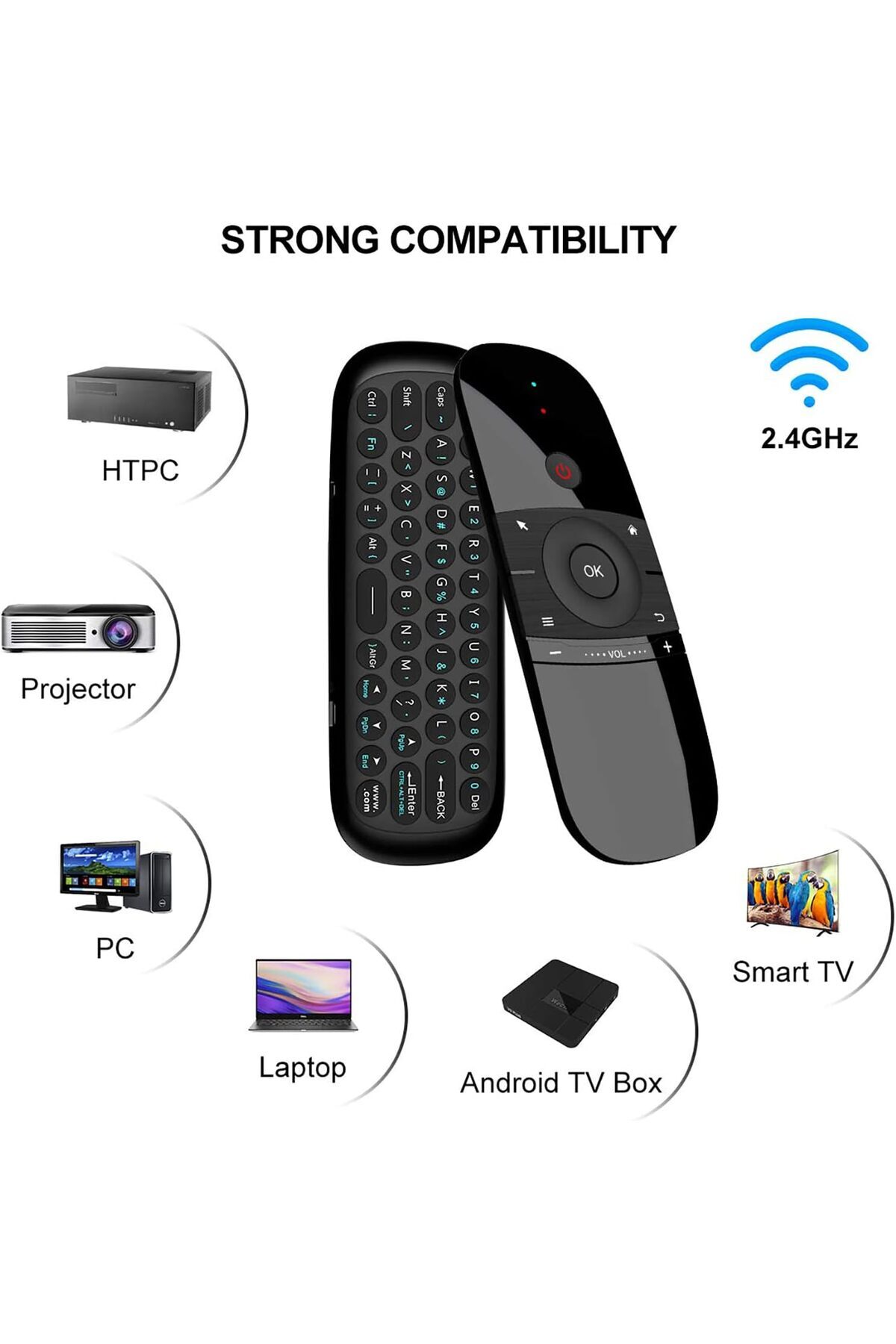 Wechip-Microware W1 Air Remote Mouse, 2.4GHz Mini Wireless Keyboard with Gyro Mouse Motion Sensing Game Han 3